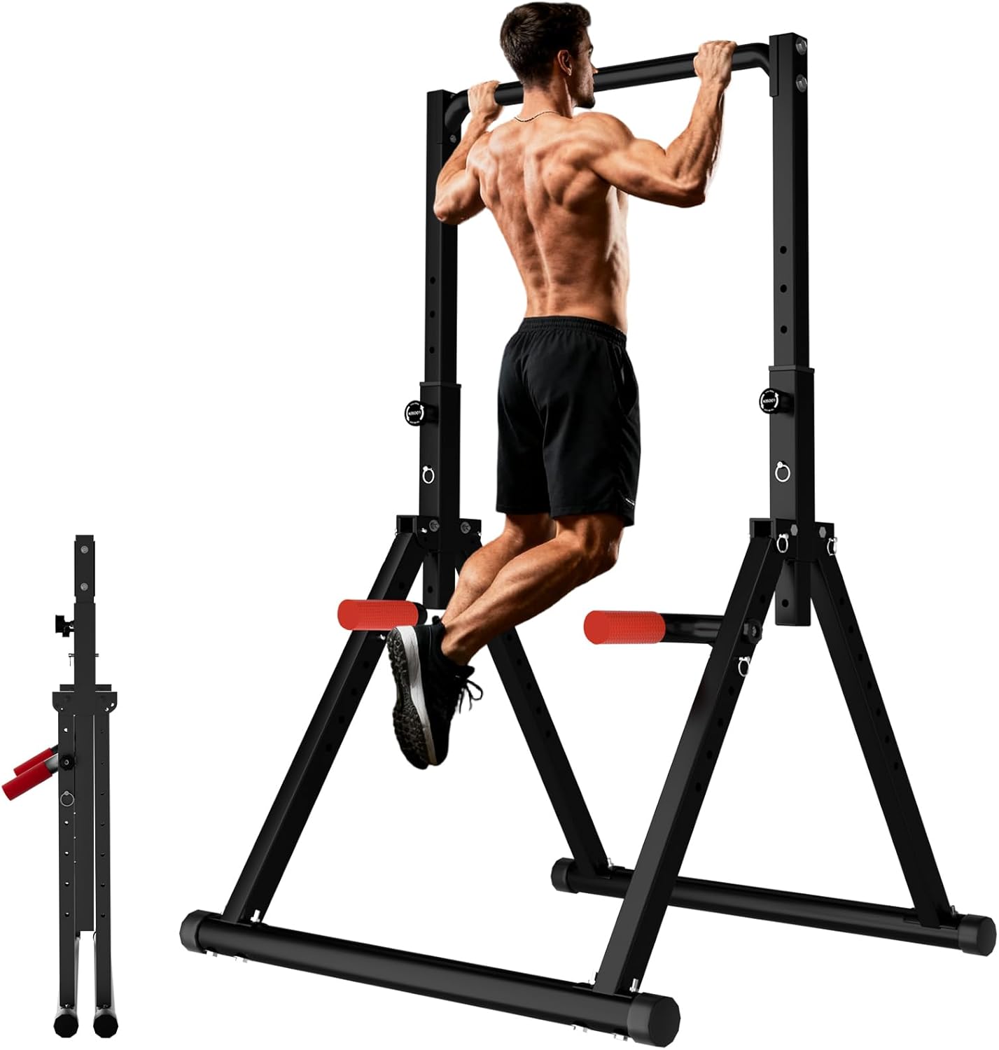 Faltbare Power Tower Dip Station, Schwarzer Stil 2
