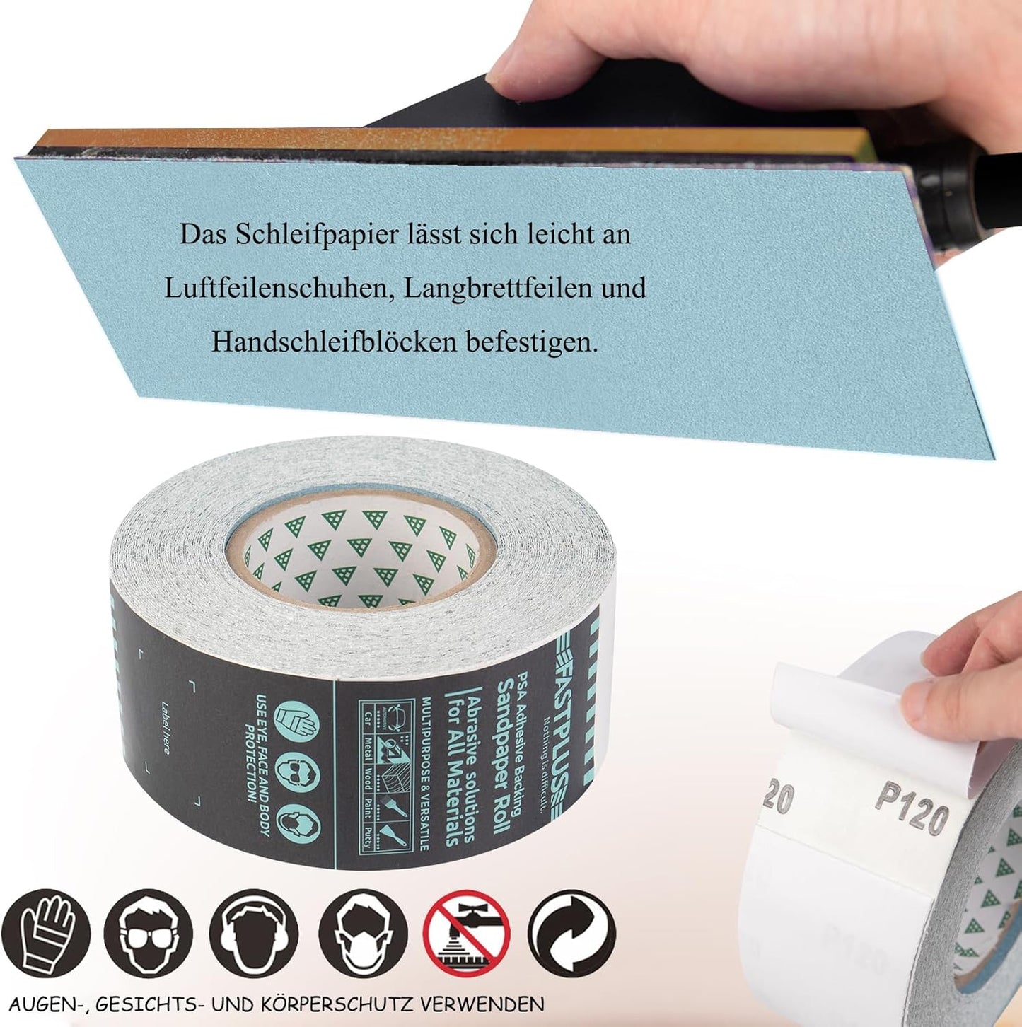 Selbstklebende Schleifpapierrolle 60 Grit für Holz & Auto, 60 Grit