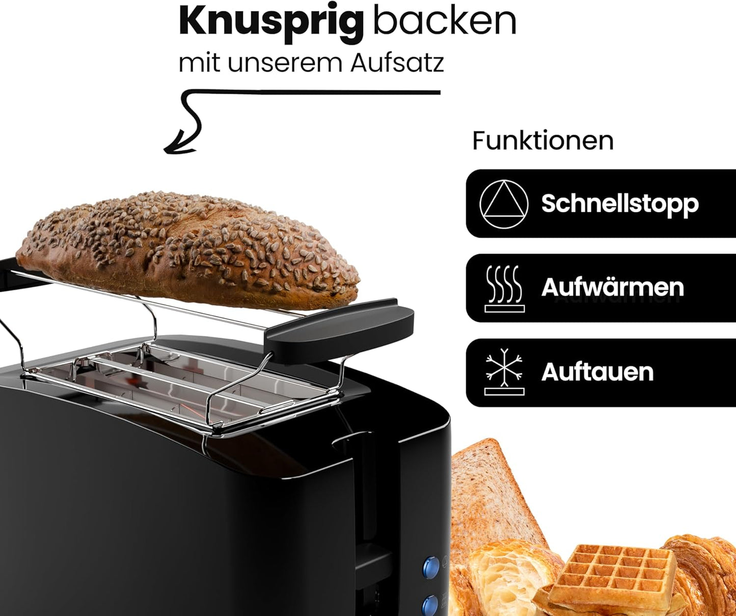 TA 6065 CB Toaster mit Brötchenaufsatz, Schwarz
