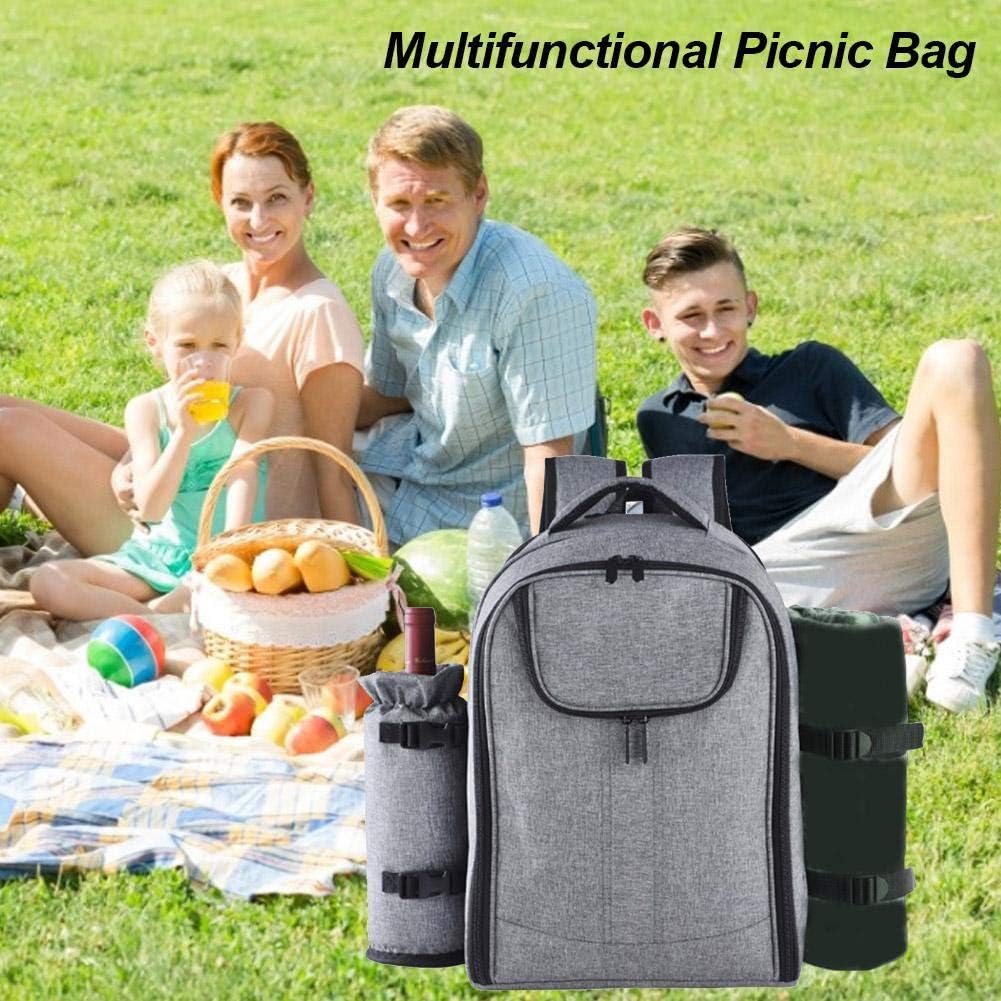 Picknickrucksack mit Kühlfach, Grau 【Kein Pad】