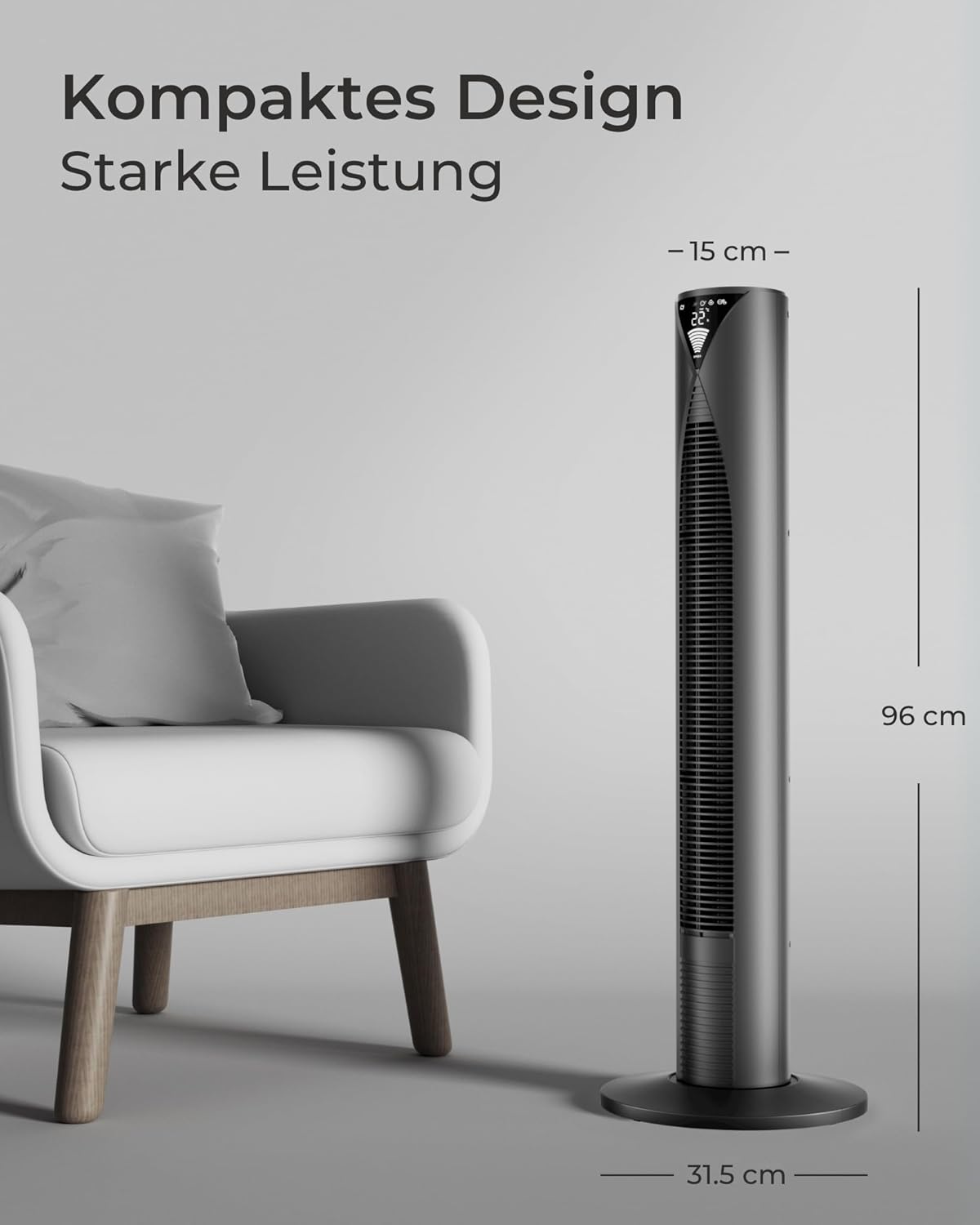 Turmventilator CF2205 mit Fernbedienung, Schwarz