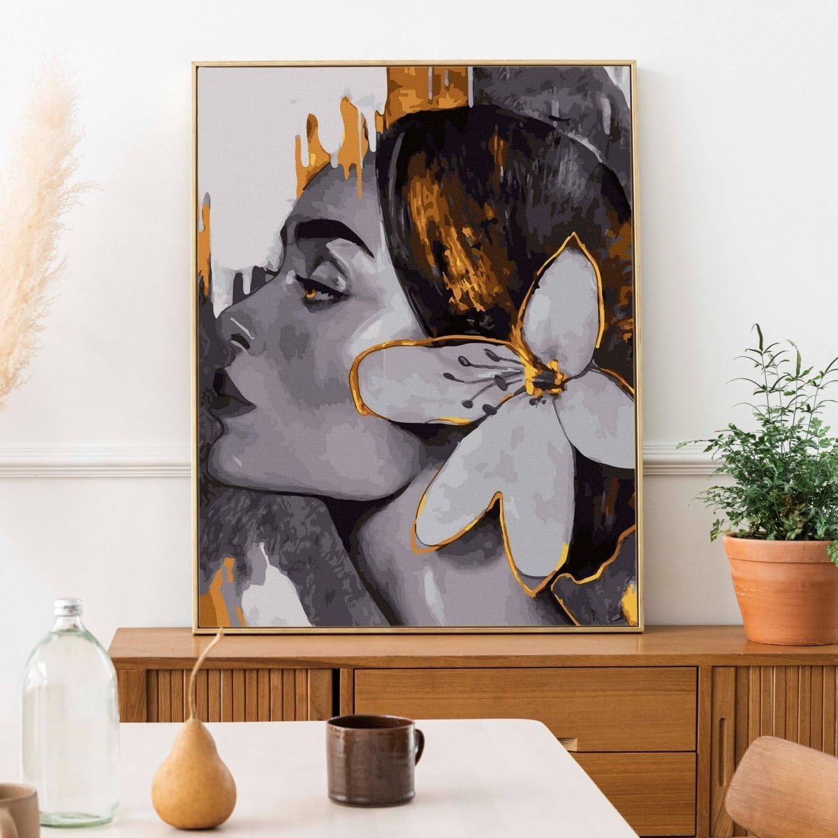 Malen nach Zahlen Set 40 x 50 cm, Mädchen Mit Lilie