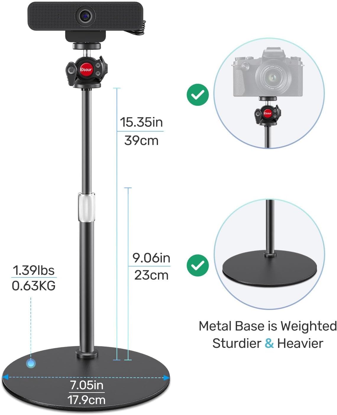 Webcam-Ständer mit 360° Kugelkopf