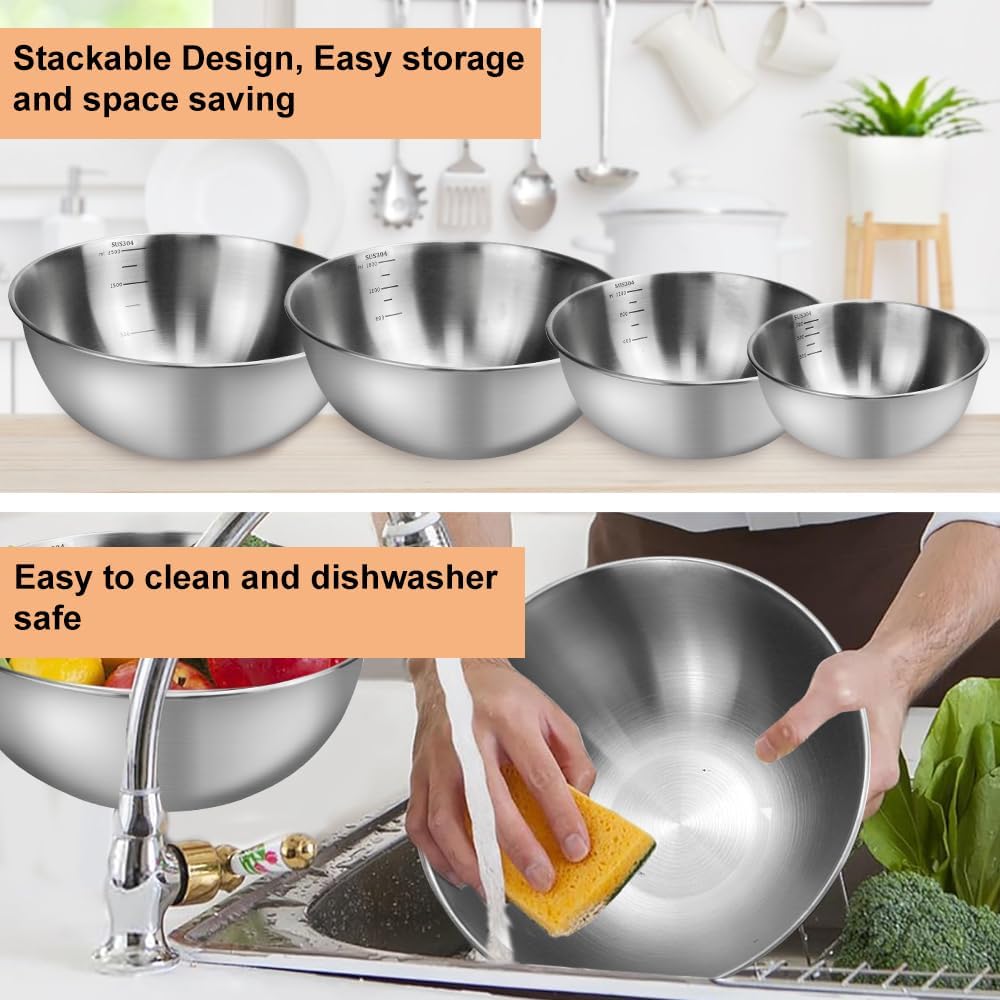 Stapelbares Rührschüssel-Set aus Edelstahl (4-teilig)