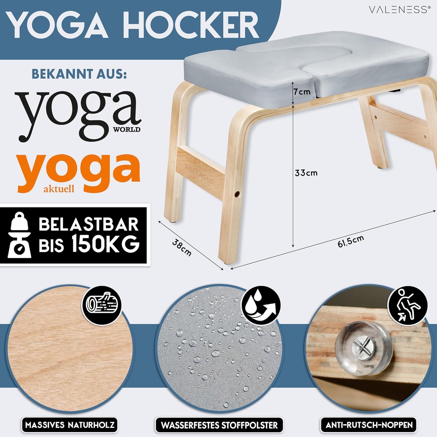 Kopfstandhocker, Textil Grau