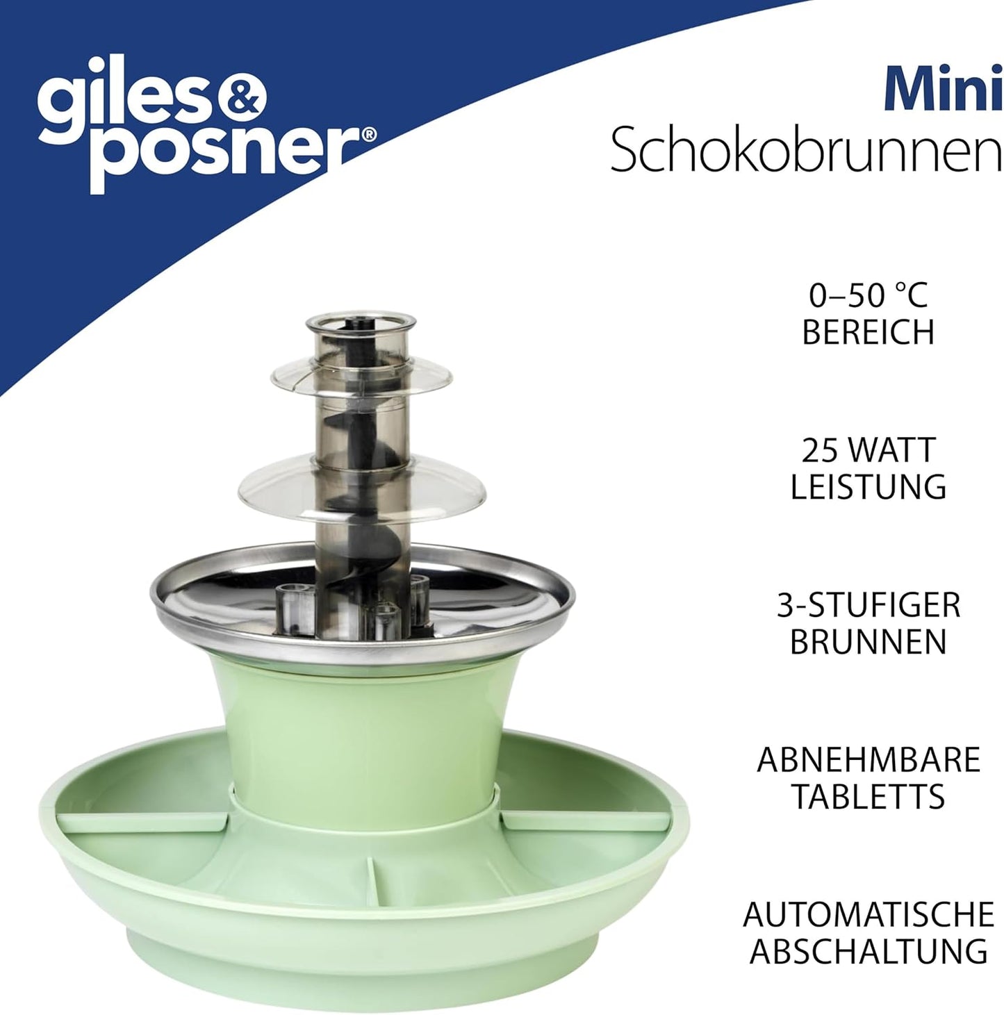 Mini-Schokoladenbrunnen mit Käsefondue-Option, EU-Stecker Grün