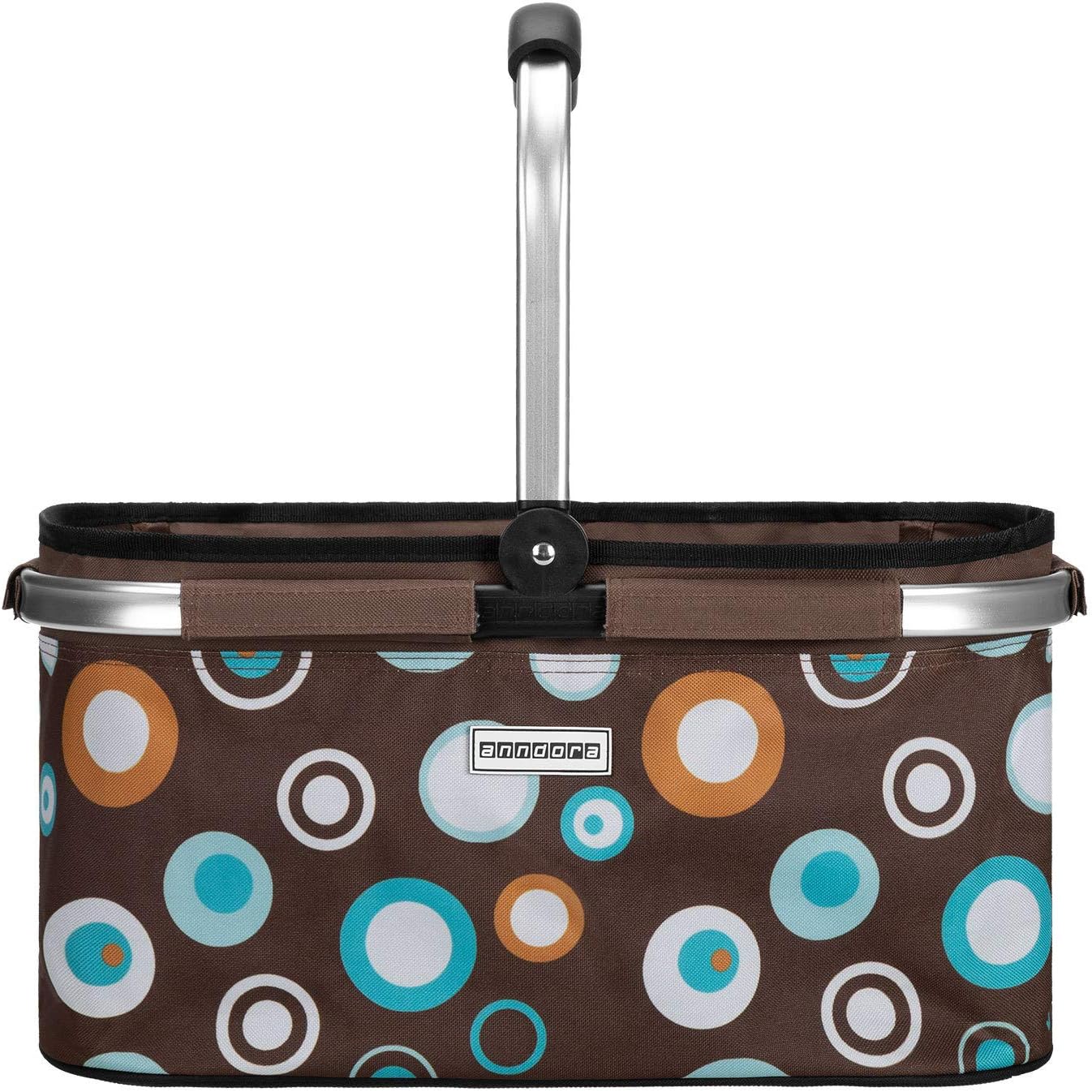 Einkaufskorb Retro, Braun Hellblau