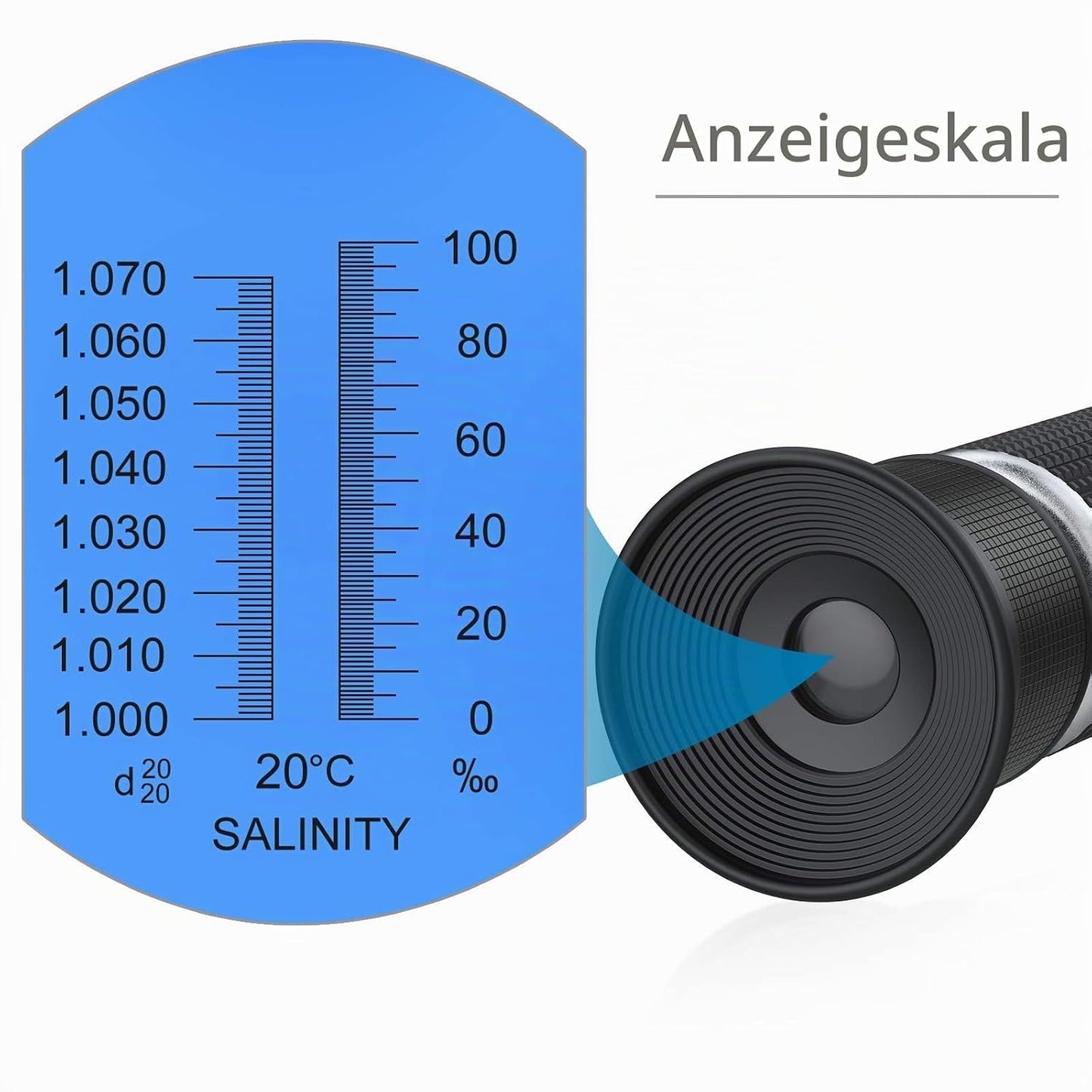 Salzgehalt Refraktometer mit ATC für Aquarien, Schwarz