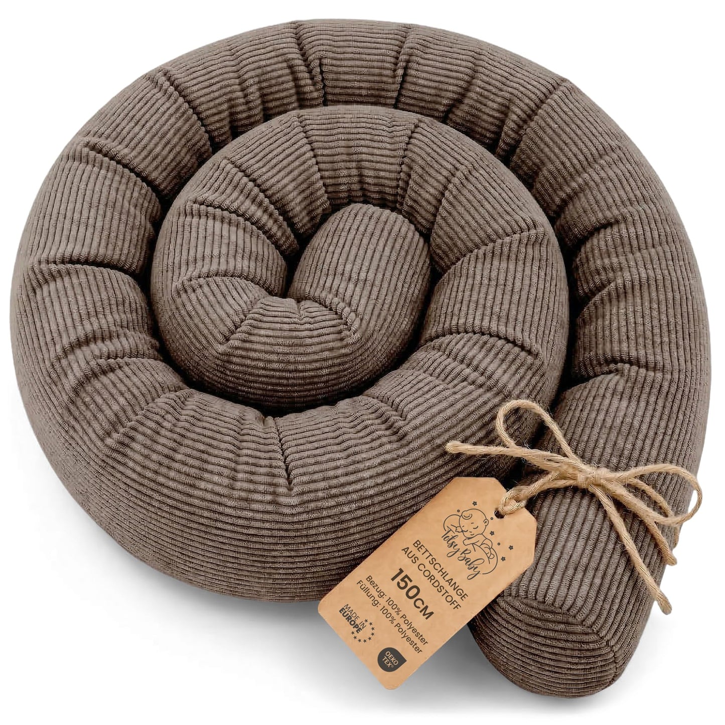 Bettschlange mit waschbarem Bezug, Braun B 150 cm