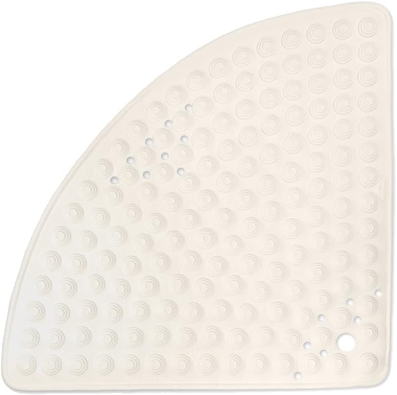Rutschfeste Duschmatte halbrund, Ø 58 cm Cremefarben