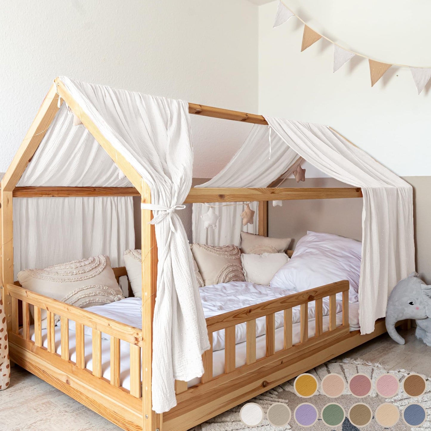 Betthimmel-Set, Weiss 2er Set 67 x 270cm