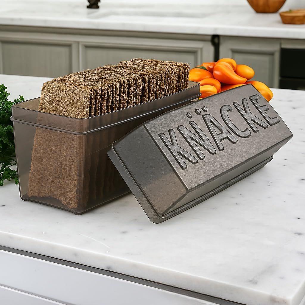 Knäckebrotdose mit Deckel, 2 Stück, 2 Stück - Grau
