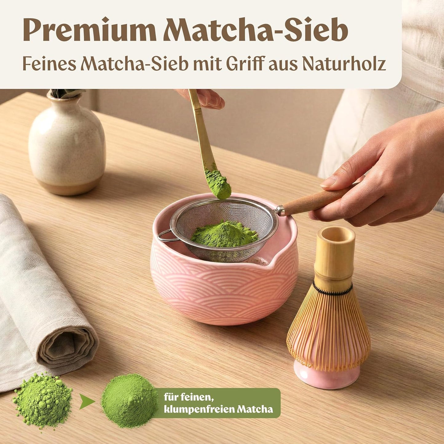 7-teiliges Matcha-Teeset, Pink