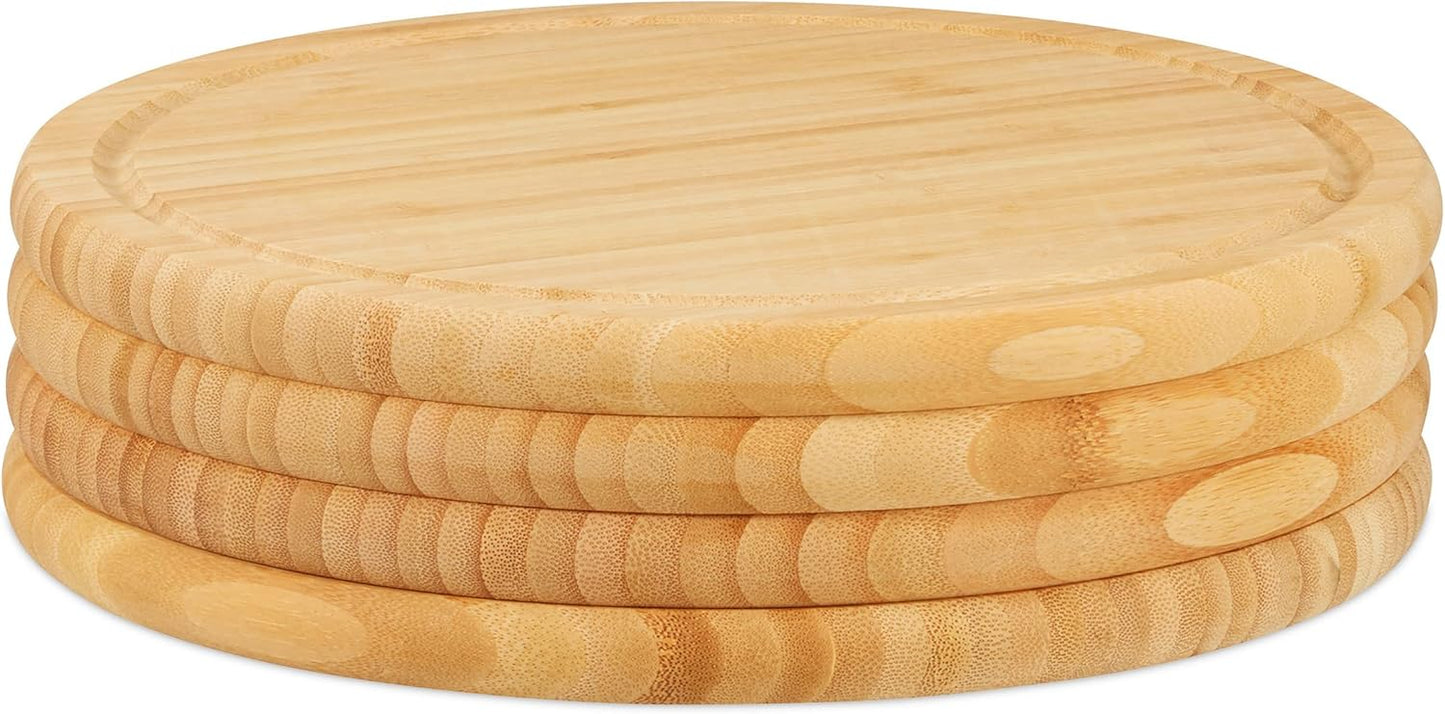 Frühstücksbrettchen-Set rund aus Bambus (4-teilig)