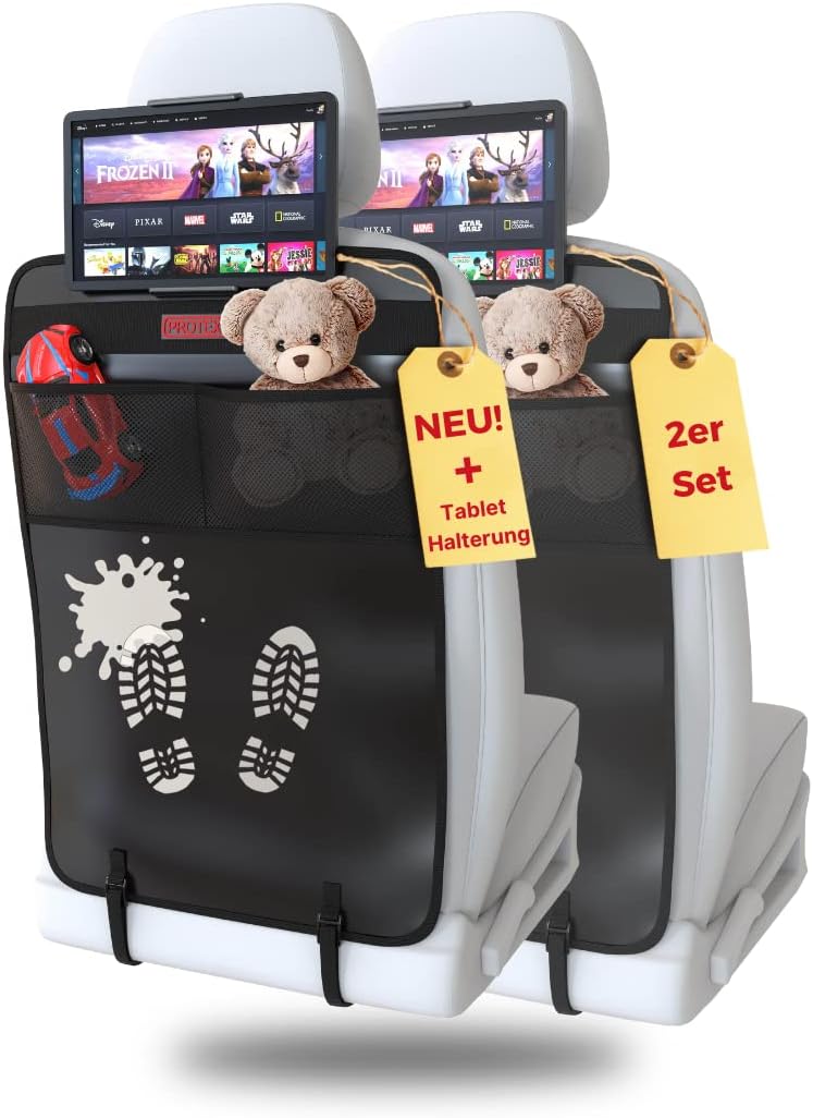 2er Set Rücksitz-Organizer, Schwarz mit Tablethalter 2er Set