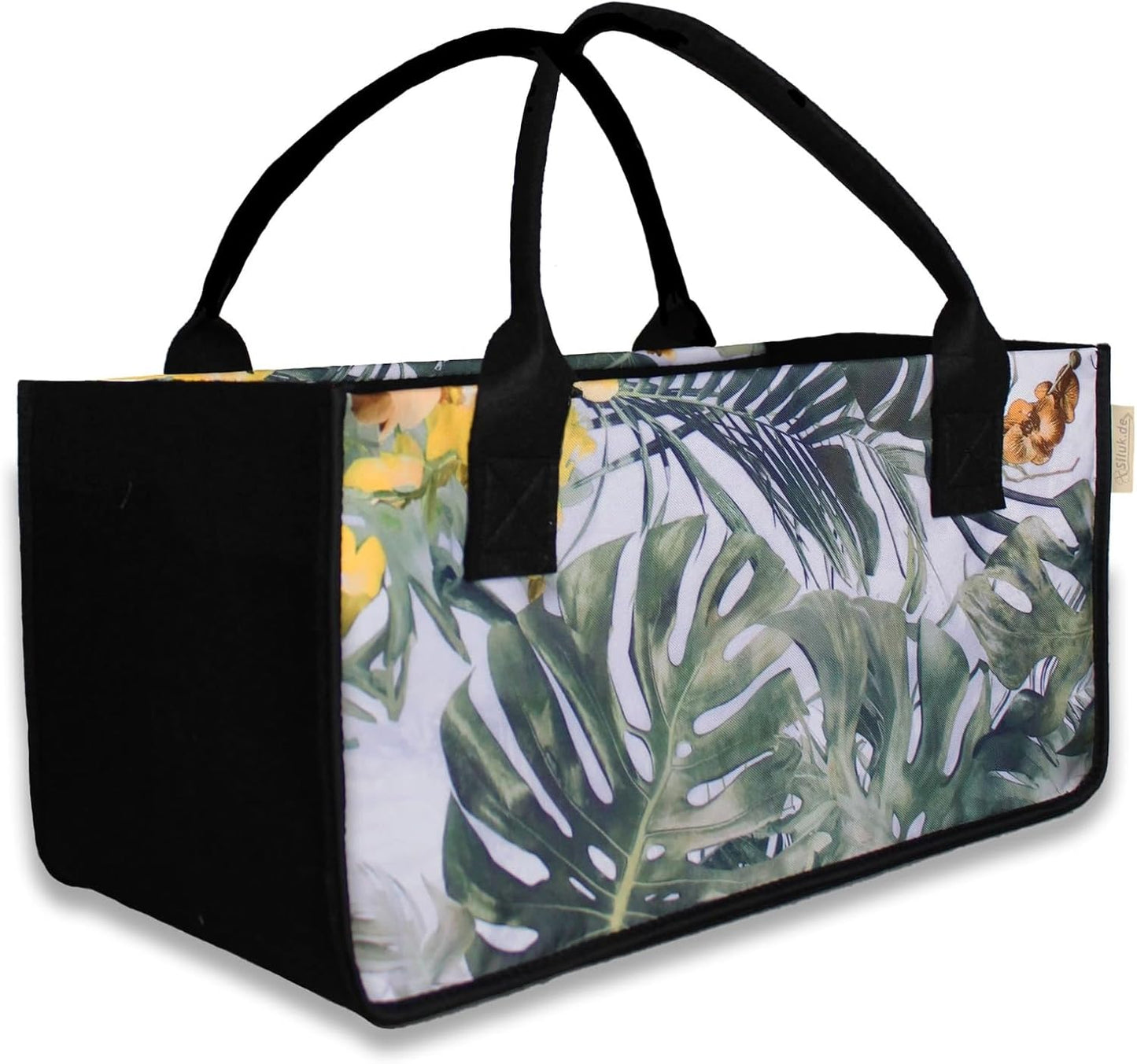 Filztaschen-Set für Einkäufe, Blume - Weiß
