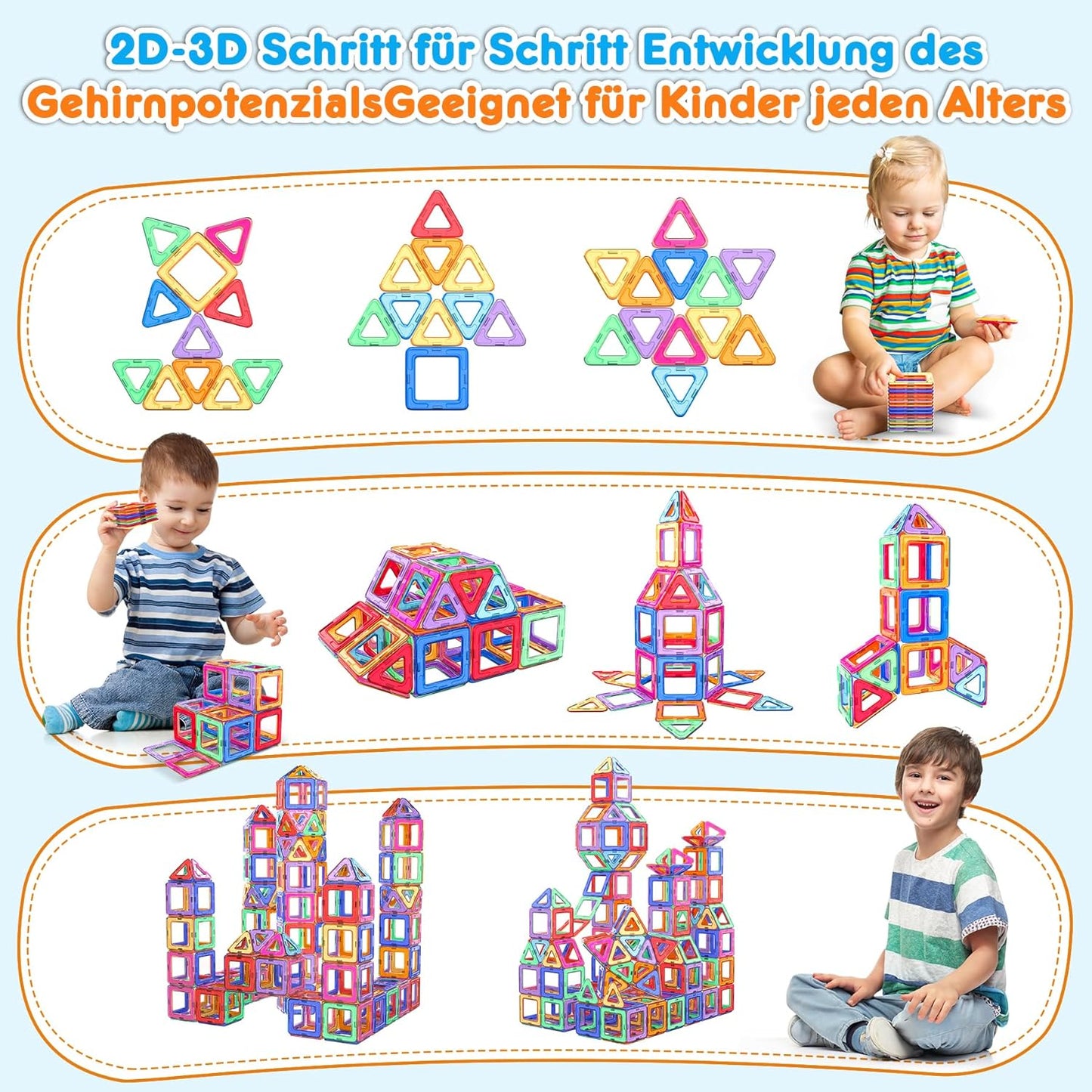 Magnetbausteine-Set, 50 Teile - Bunt