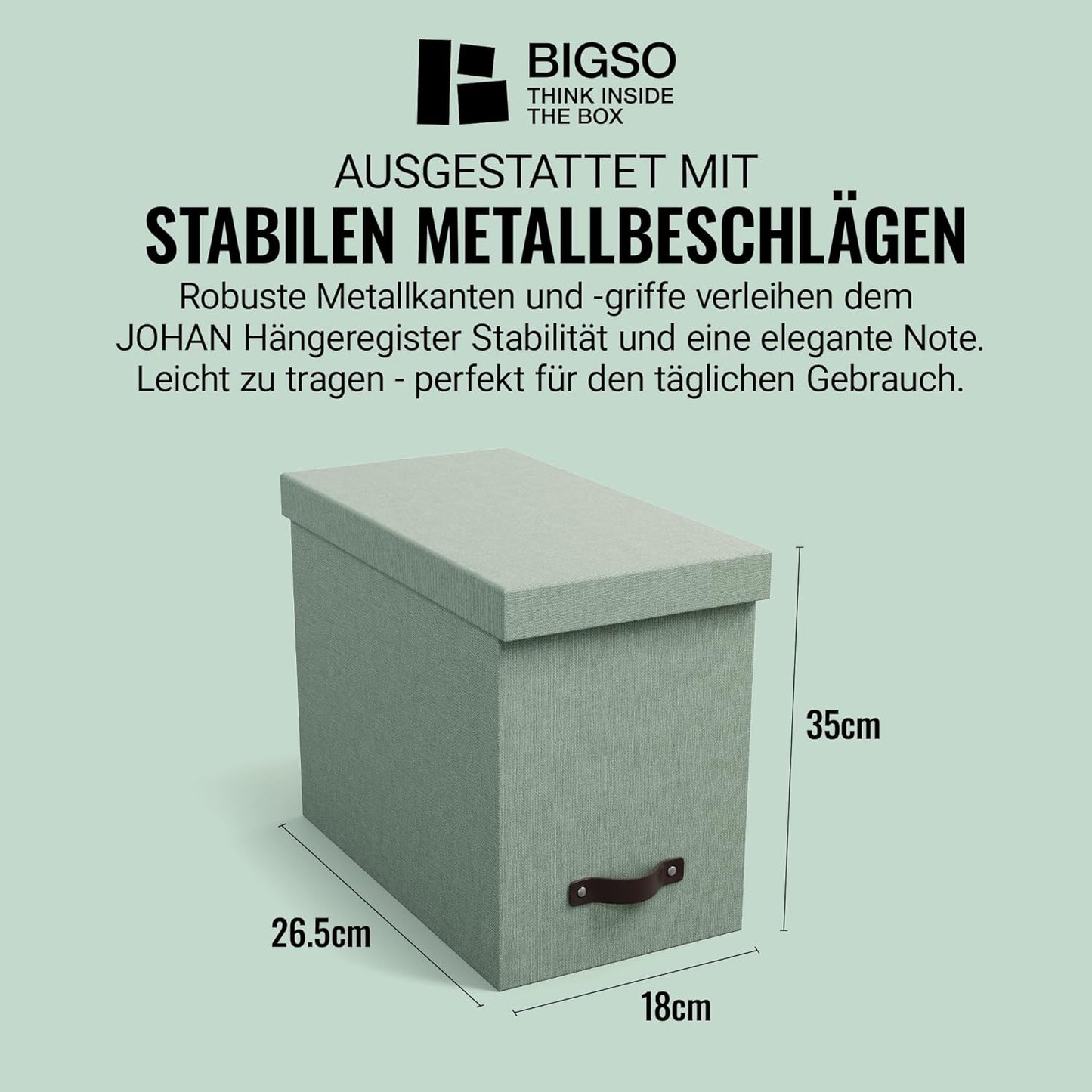 Hängeregisterbox für A4-Dokumente, Soft Teal C16 35 x 18.5 x 27 cm