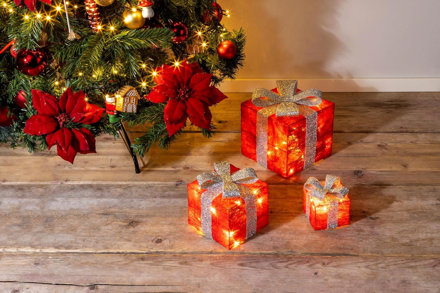 3er-Set Led Geschenke mit Timer, Rot