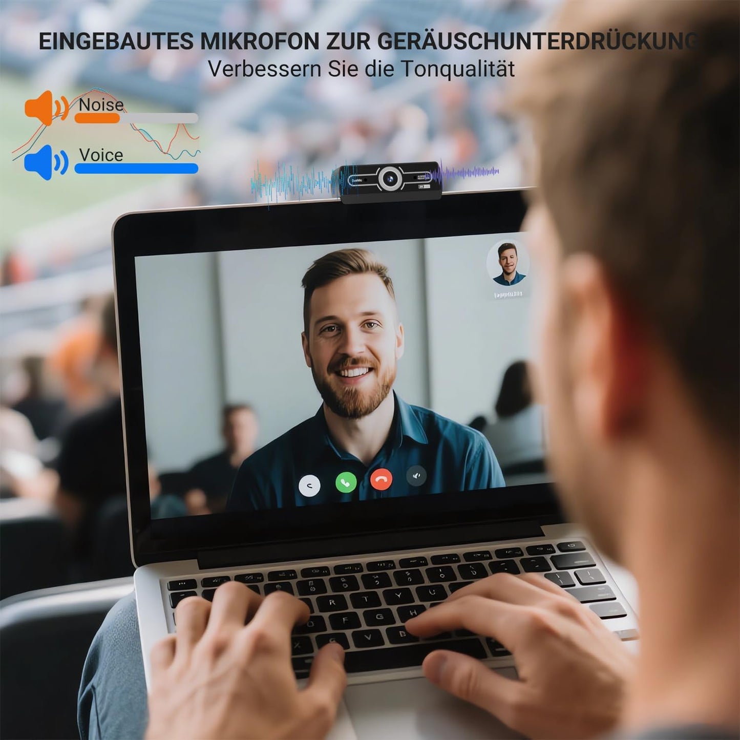 2K Webcam mit Mikrofon & Rauschunterdrückung, 2K
