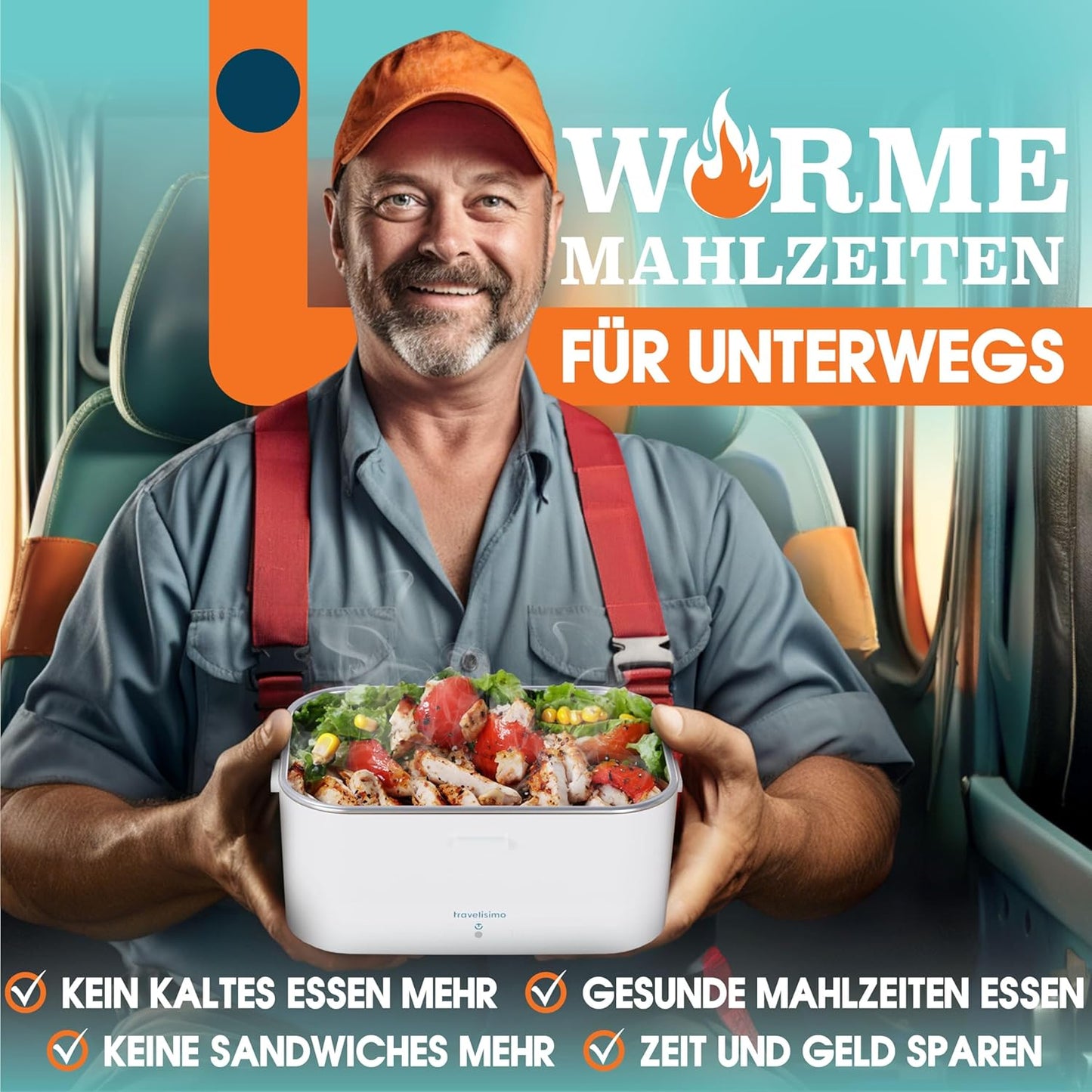 Elektrische Lunchbox, 3-in-1, Grau