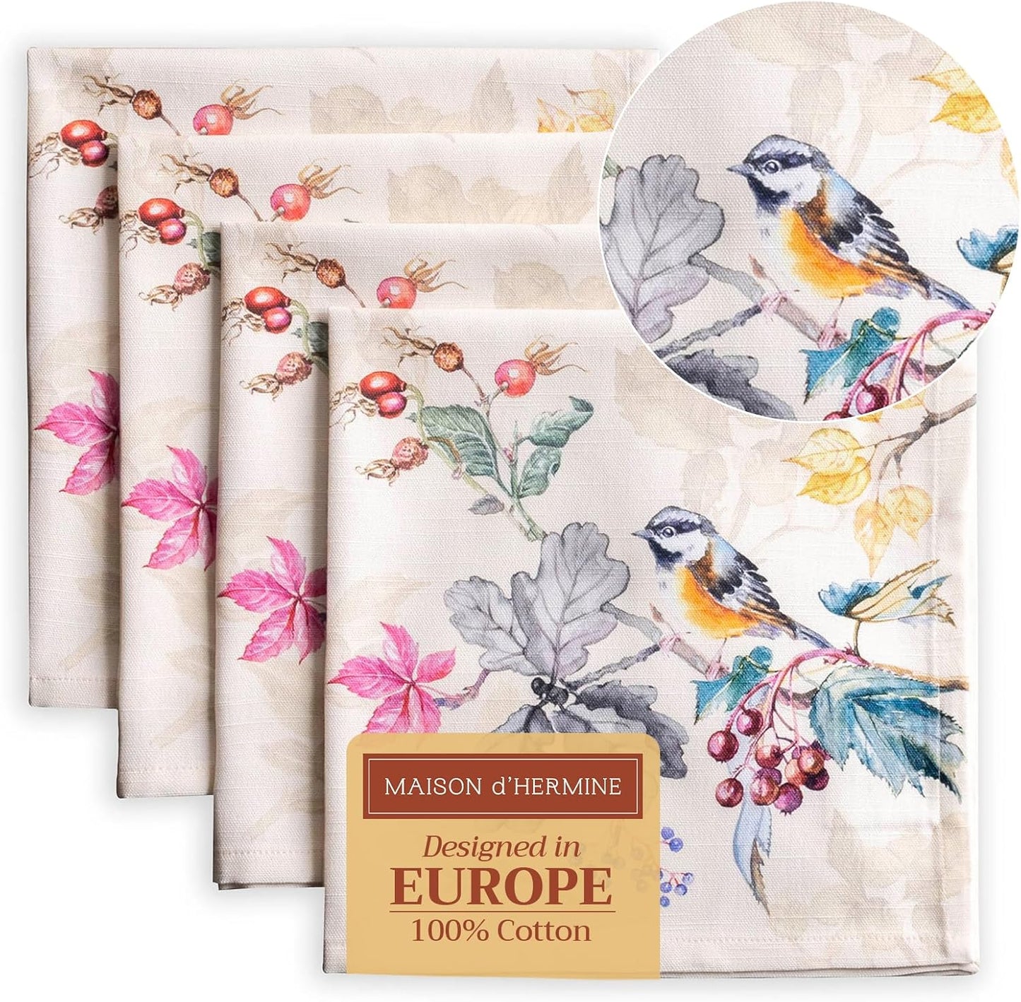 4er-Set Stoffservietten, Tagundnachtgleiche, Beige