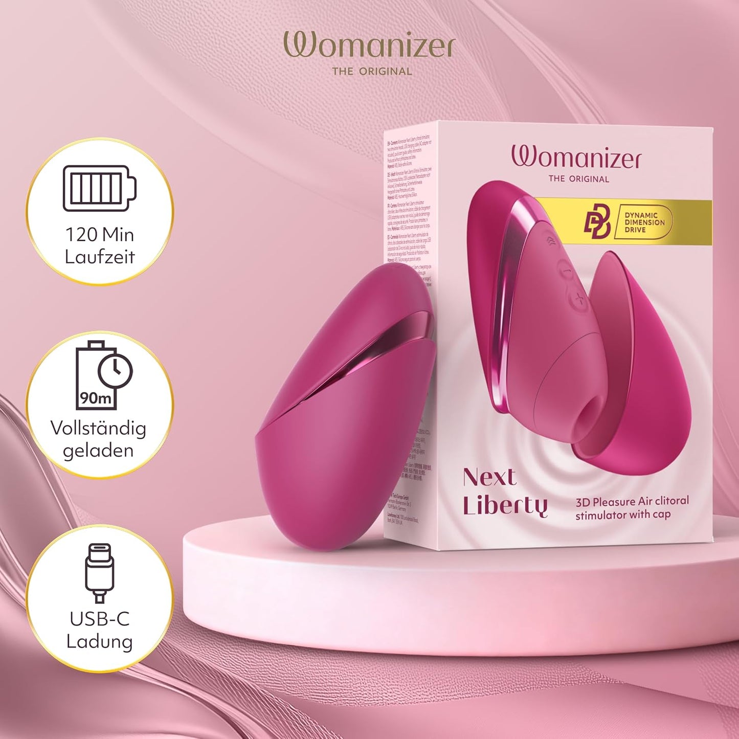 Next Liberty Klitorisstimulator mit Pleasure Air Technology, Rosa