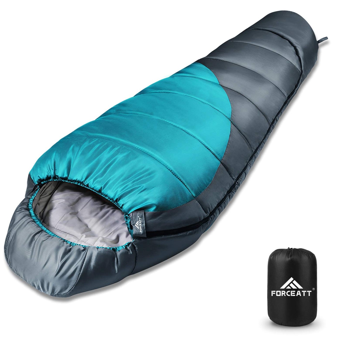 Mumienschlafsack für 4 Jahreszeiten, ultraleicht, 0°C -Blau Grau