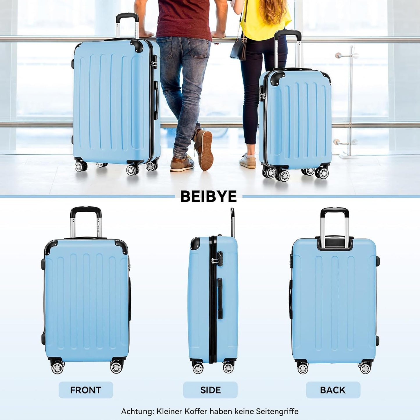 Hartschalenkoffer Trolley mit Zahlenschloss (55 cm), Glacial Blue Small-55 cm