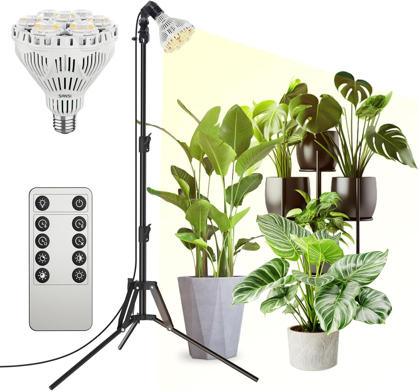 Dimmbare LED Pflanzenlampe mit Ständer und Timer, 40W mit Ständer