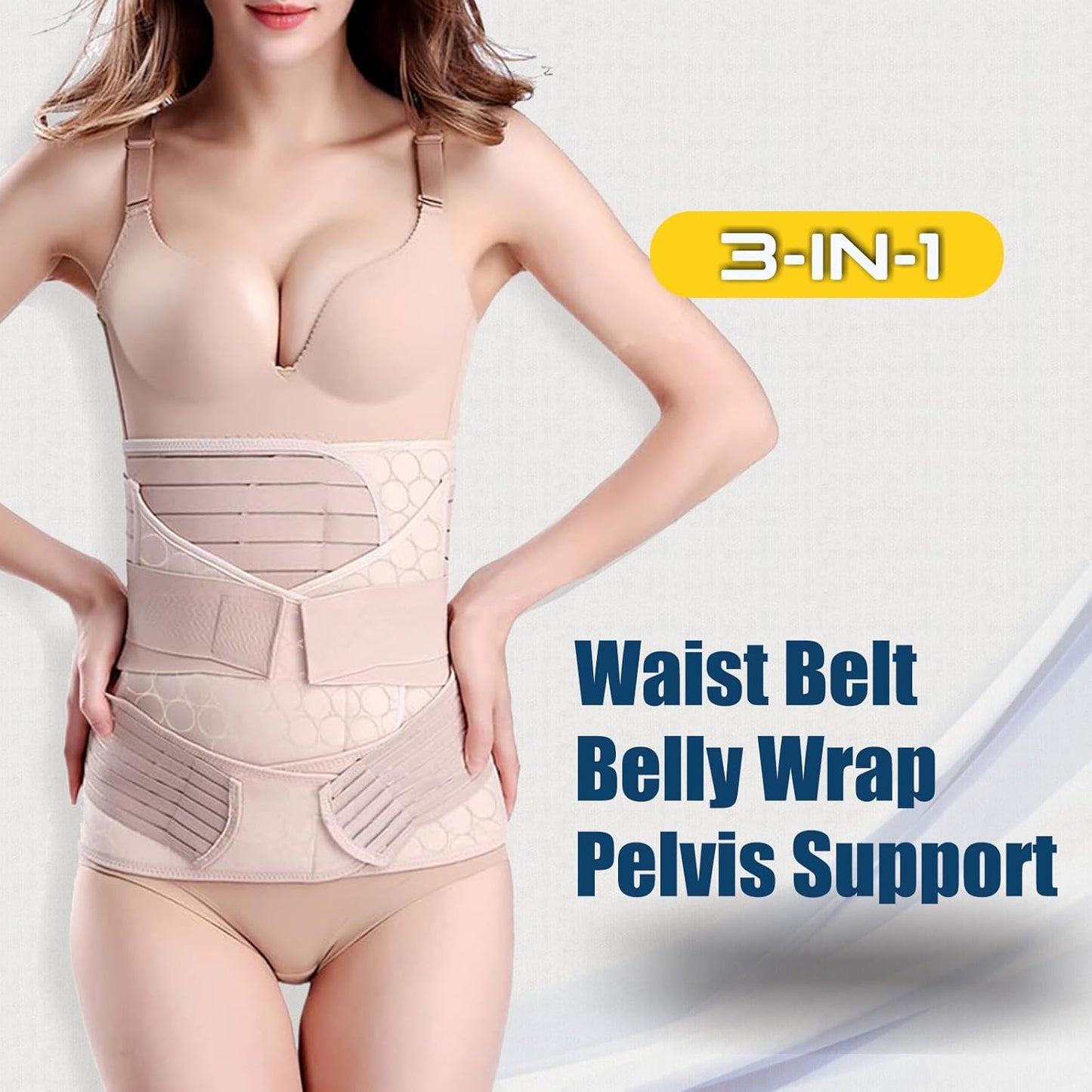 3-in-1 Bauch- und Rückbildungsgürtel Set, XL Beige
