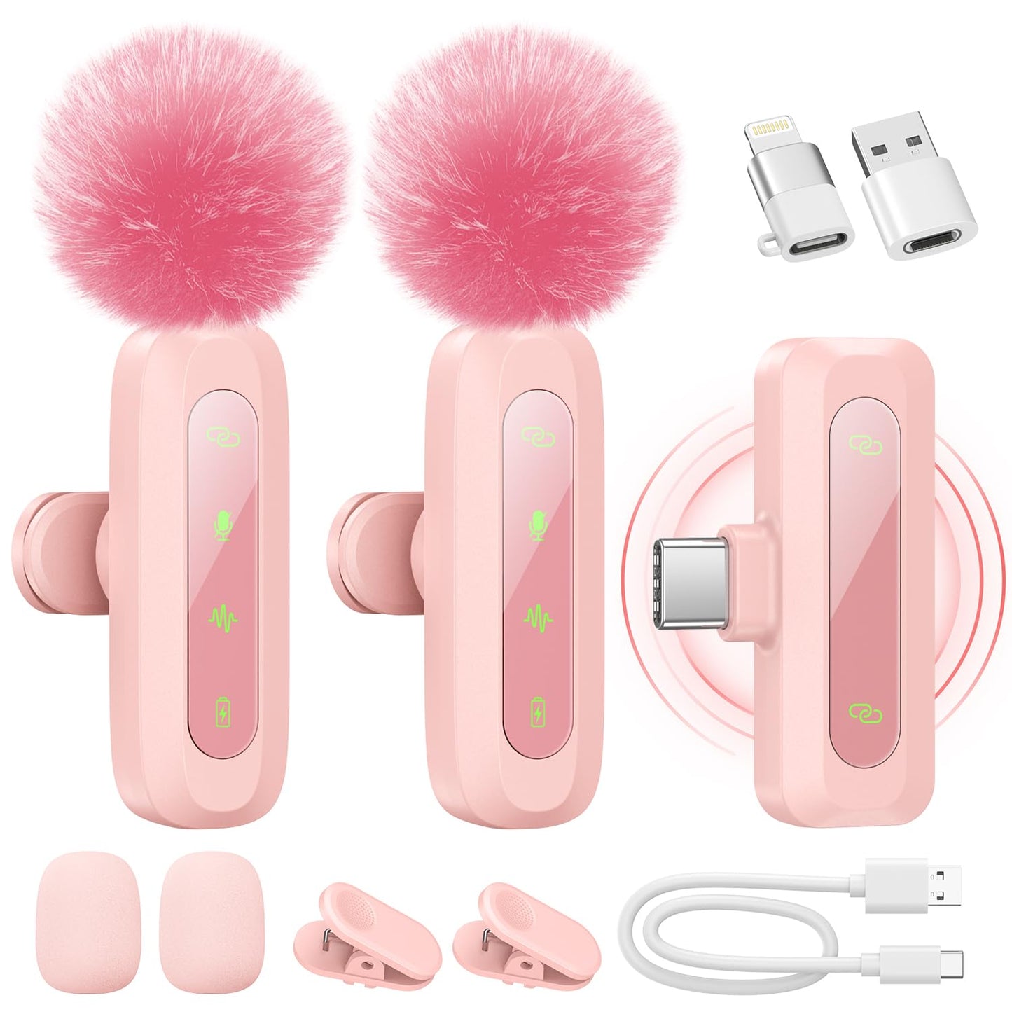 Kabelloses Lavalier-Mikrofon für Mobilgeräte, Rosa