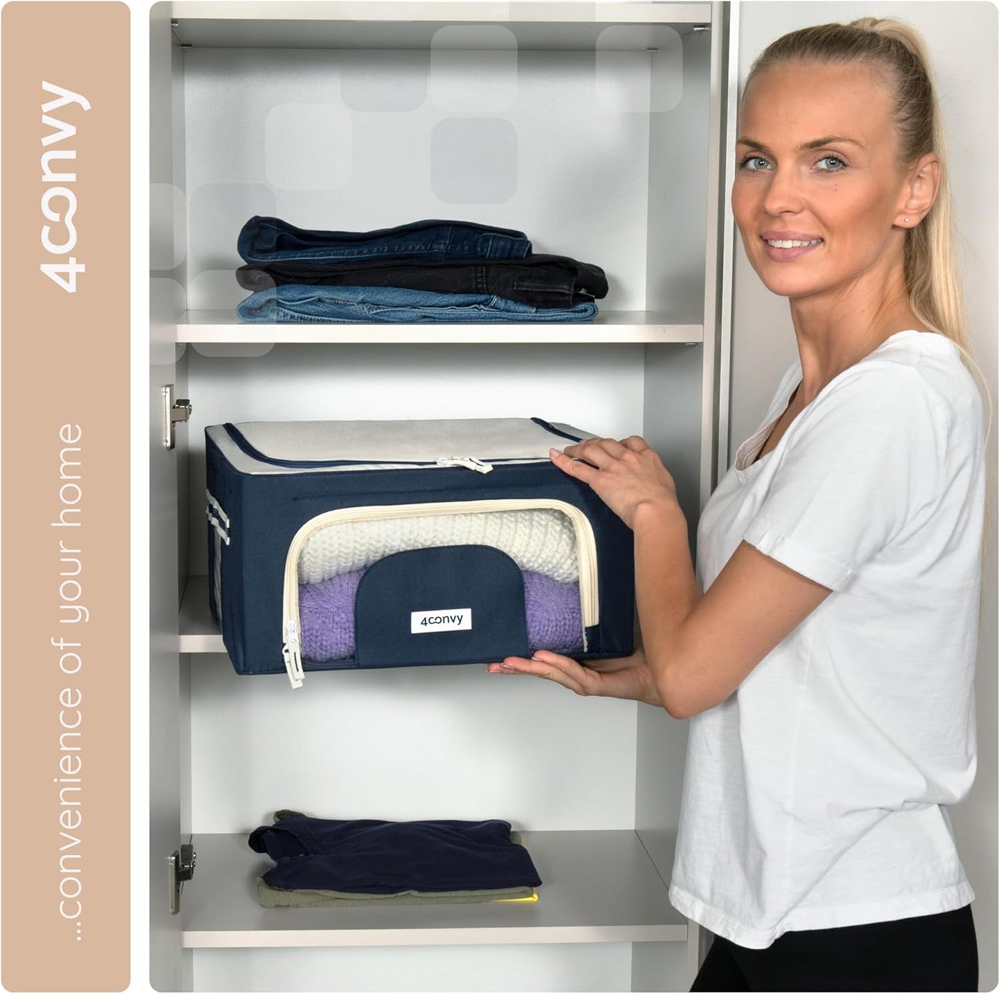 3er-Set Faltbare Kleideraufbewahrungsbox, 3x24L Blau