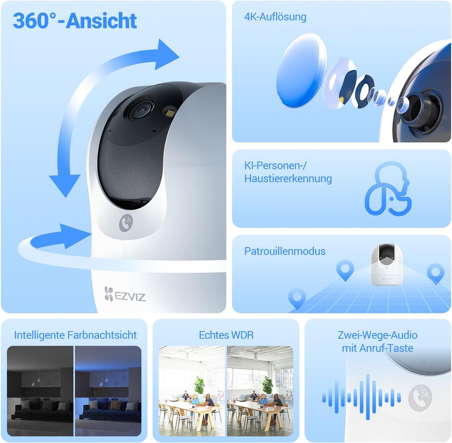 4K Überwachungskamera C6N G1 mit 360° Schwenk & Zoom-Tracking, G1 4k