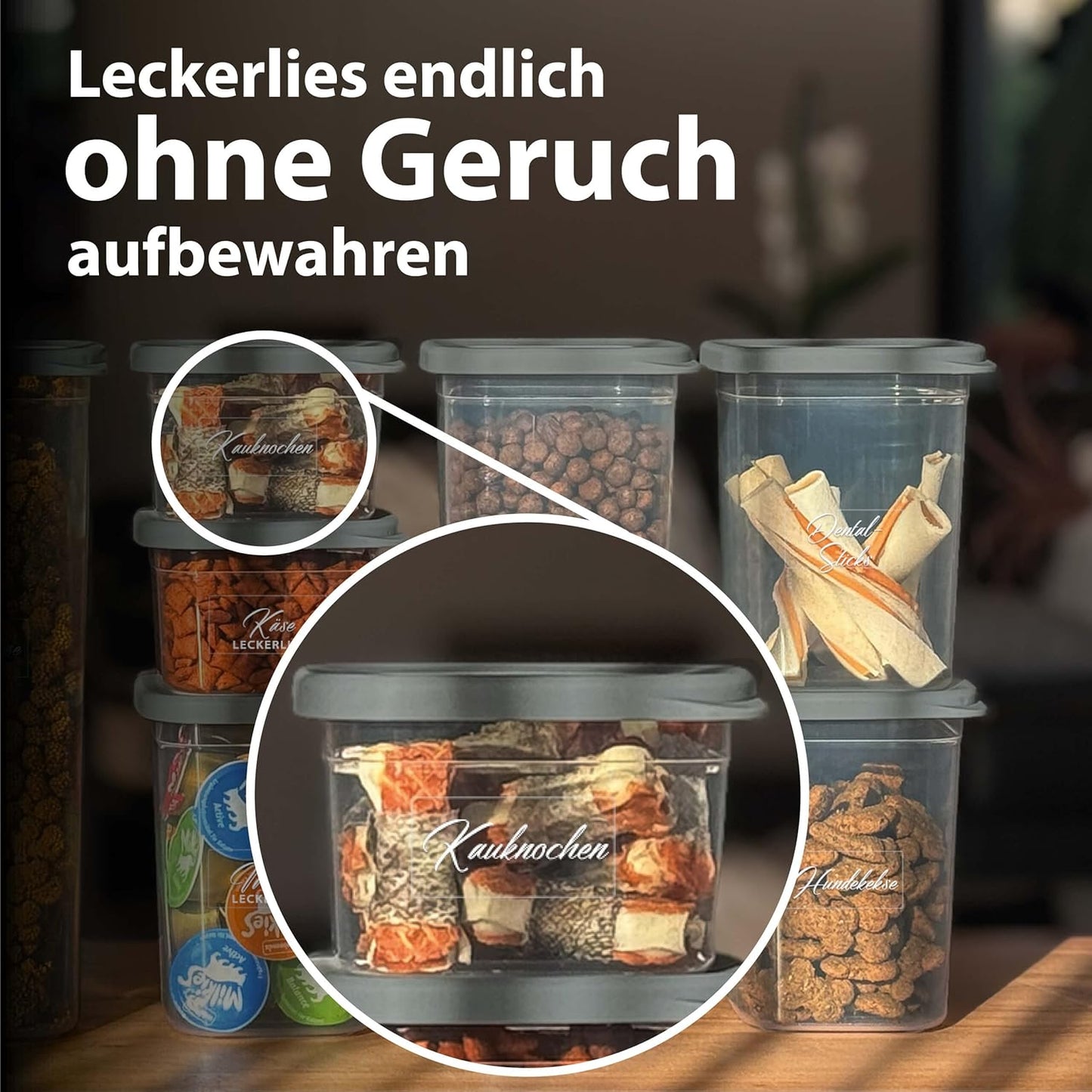 Vorratsdosen-Set, luftdicht (12 x 1000ml), Anthrazit 12x 1000ml