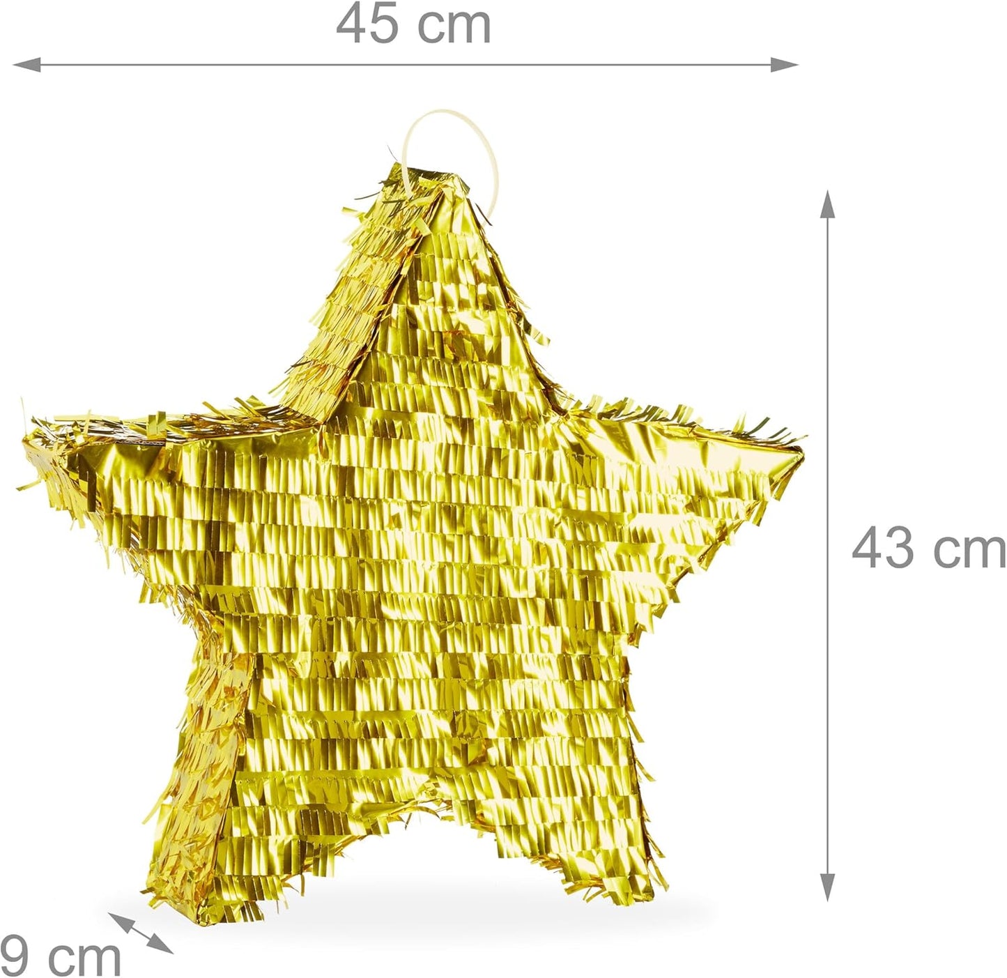 Pinata Stern mit Stab & Maske, Gold