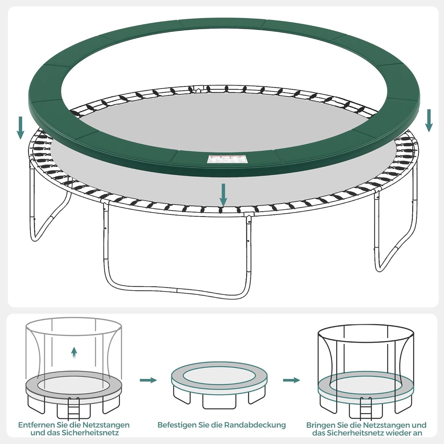 Trampolin-Randabdeckung, 427 cm, 427 cm Grün