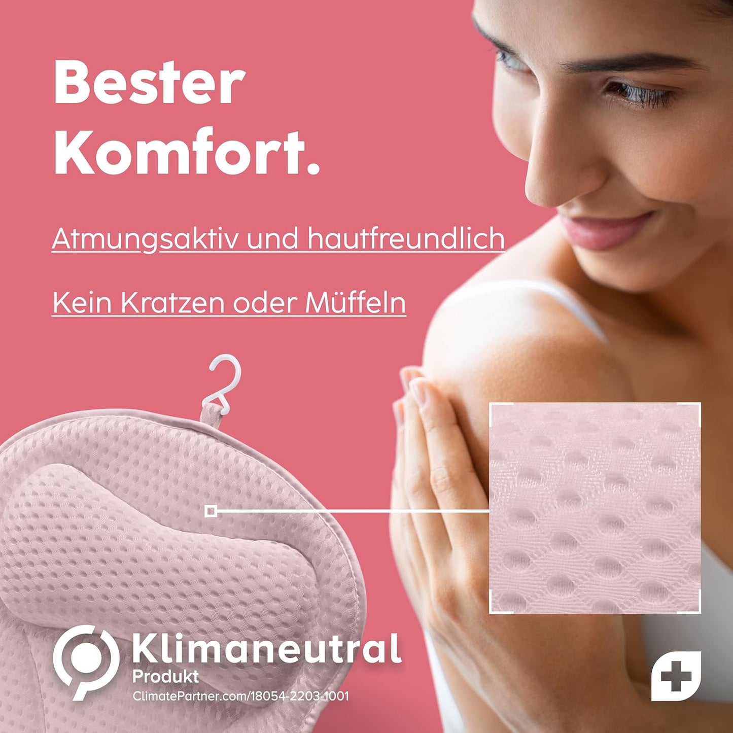 Badewannenkissen mit Saugnäpfen, Rosa