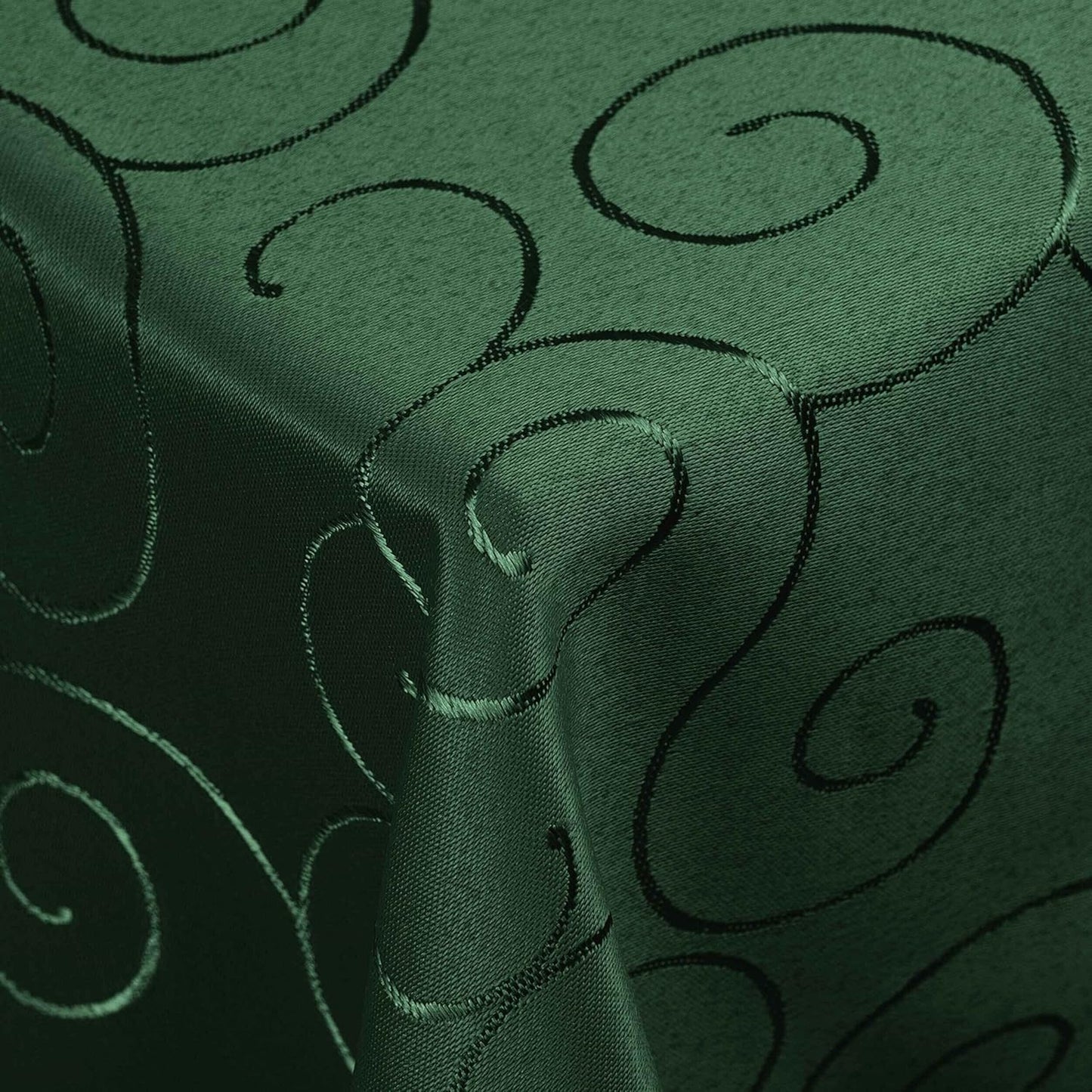 Tafeldecke mit Ornament-Stickerei, 130 x 340 cm (Eckig) Dunkelgrün