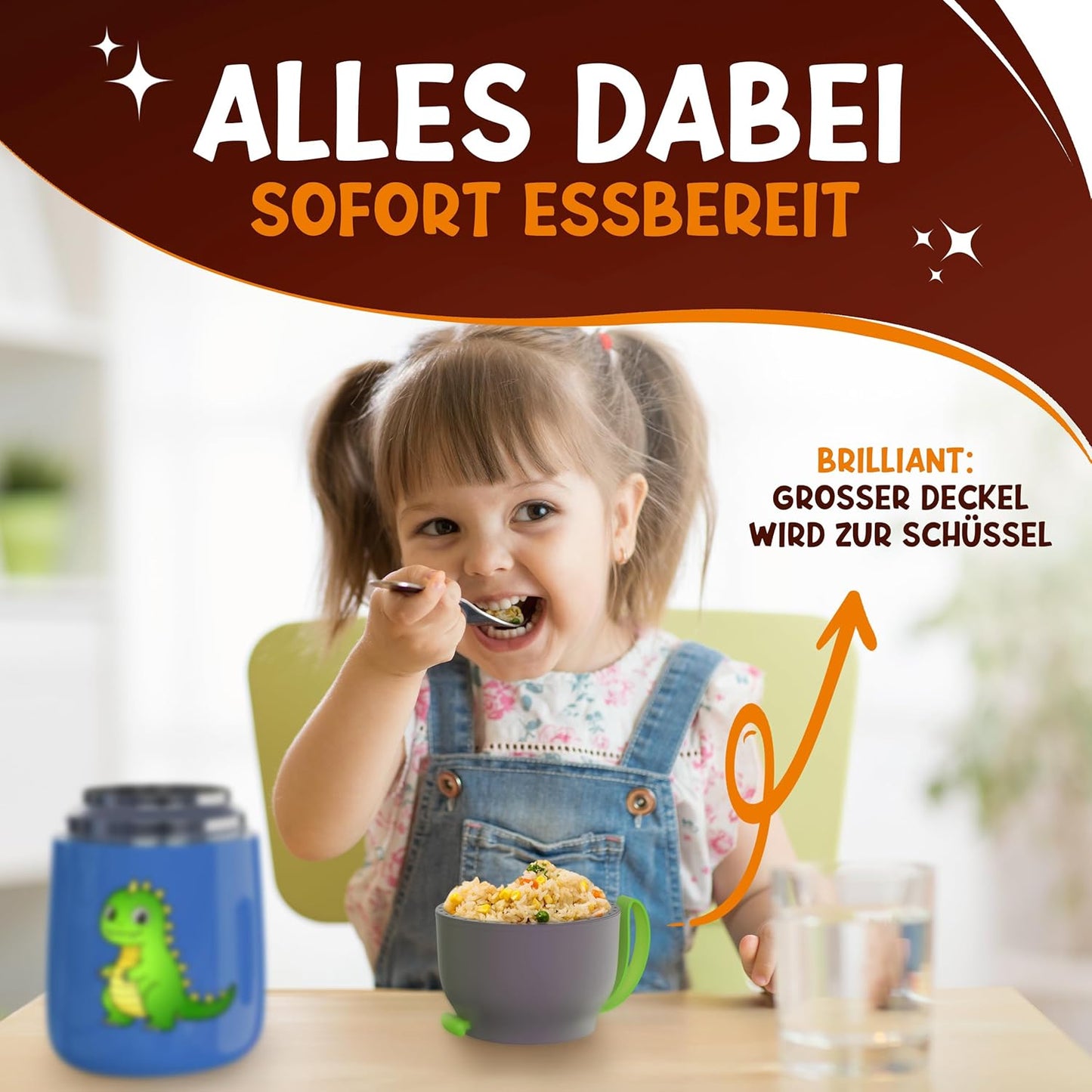 Thermobehälter für Kinderessen, 500ml, auslaufsicher, Blau