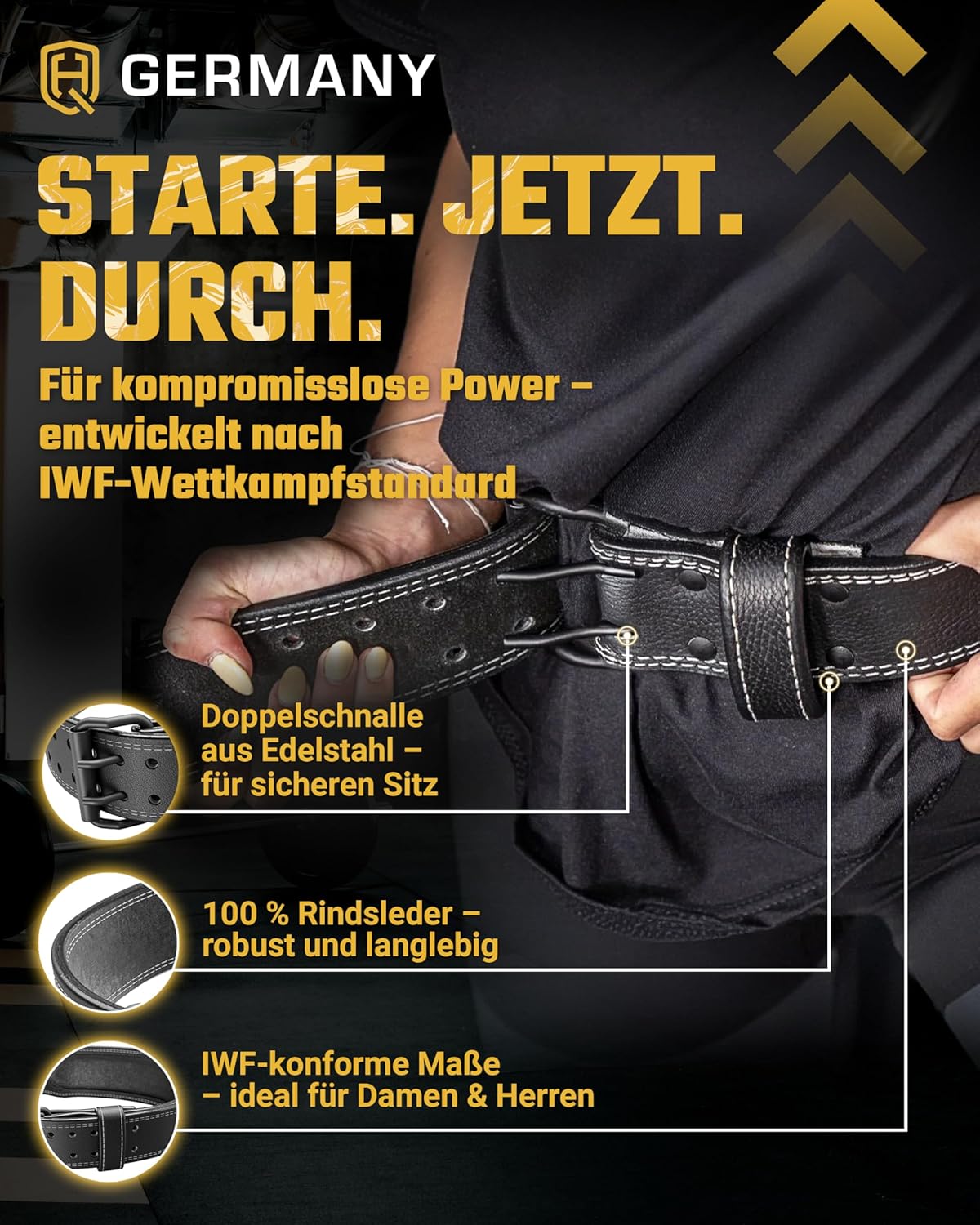Gewichthebergürtel aus Rindsleder, Weightlifting - 7mm S