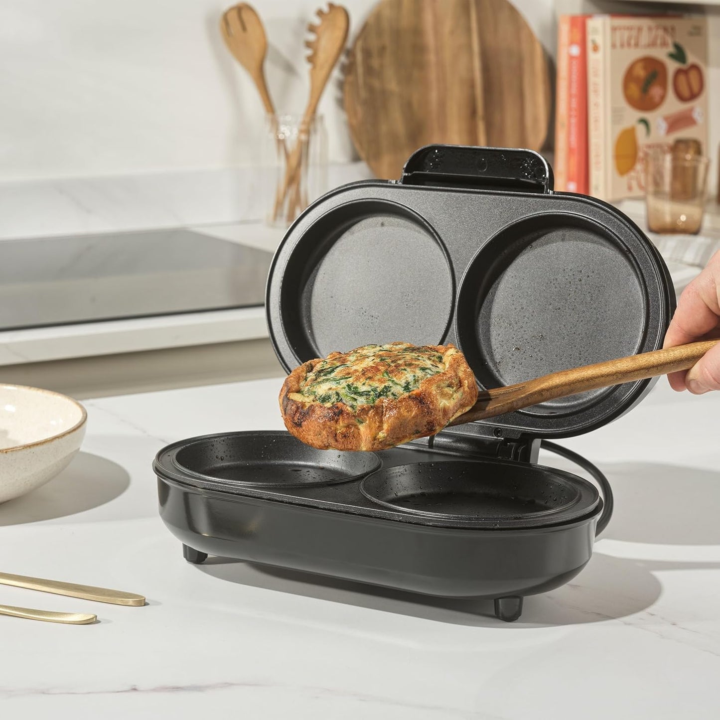 XL Dual Omelette Maker mit Antihaftplatten, EU Stecker XL Doppel-Omelett-Maker