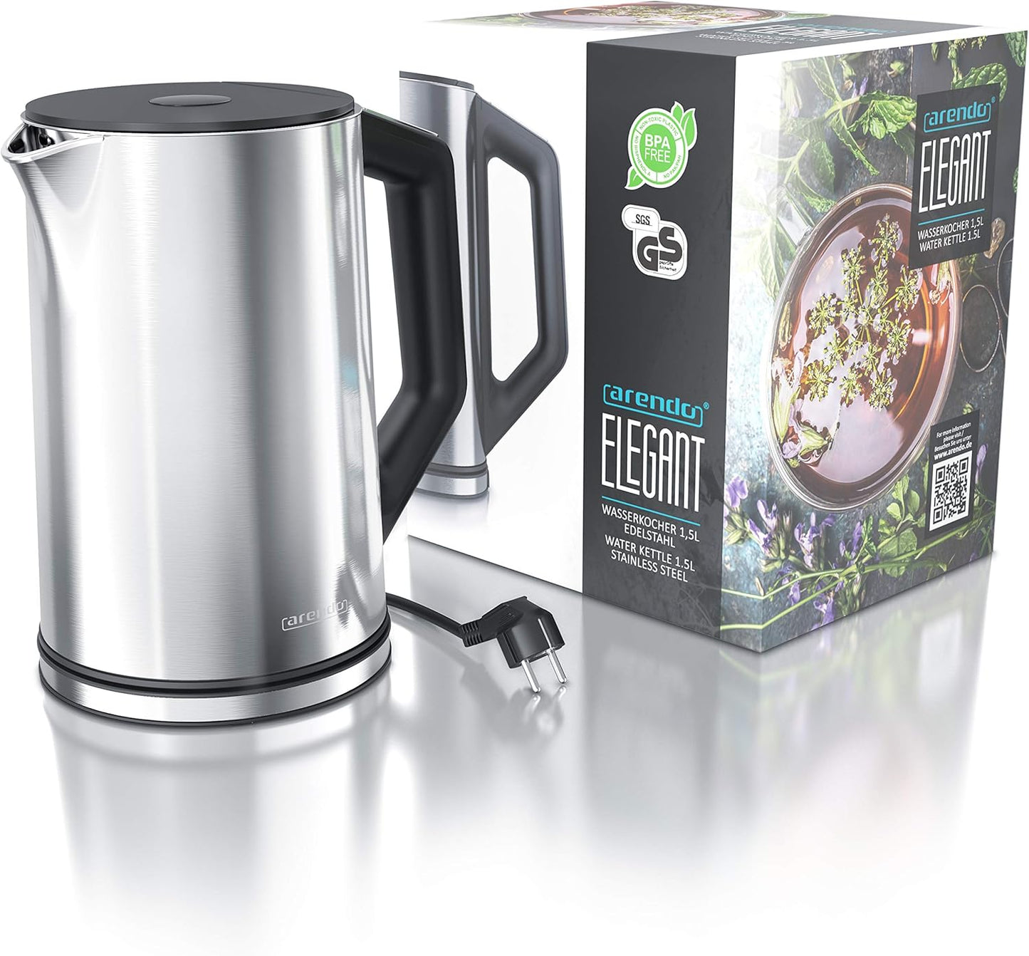 Elegant Wasserkocher mit Temperatureinstellung, B: Silber