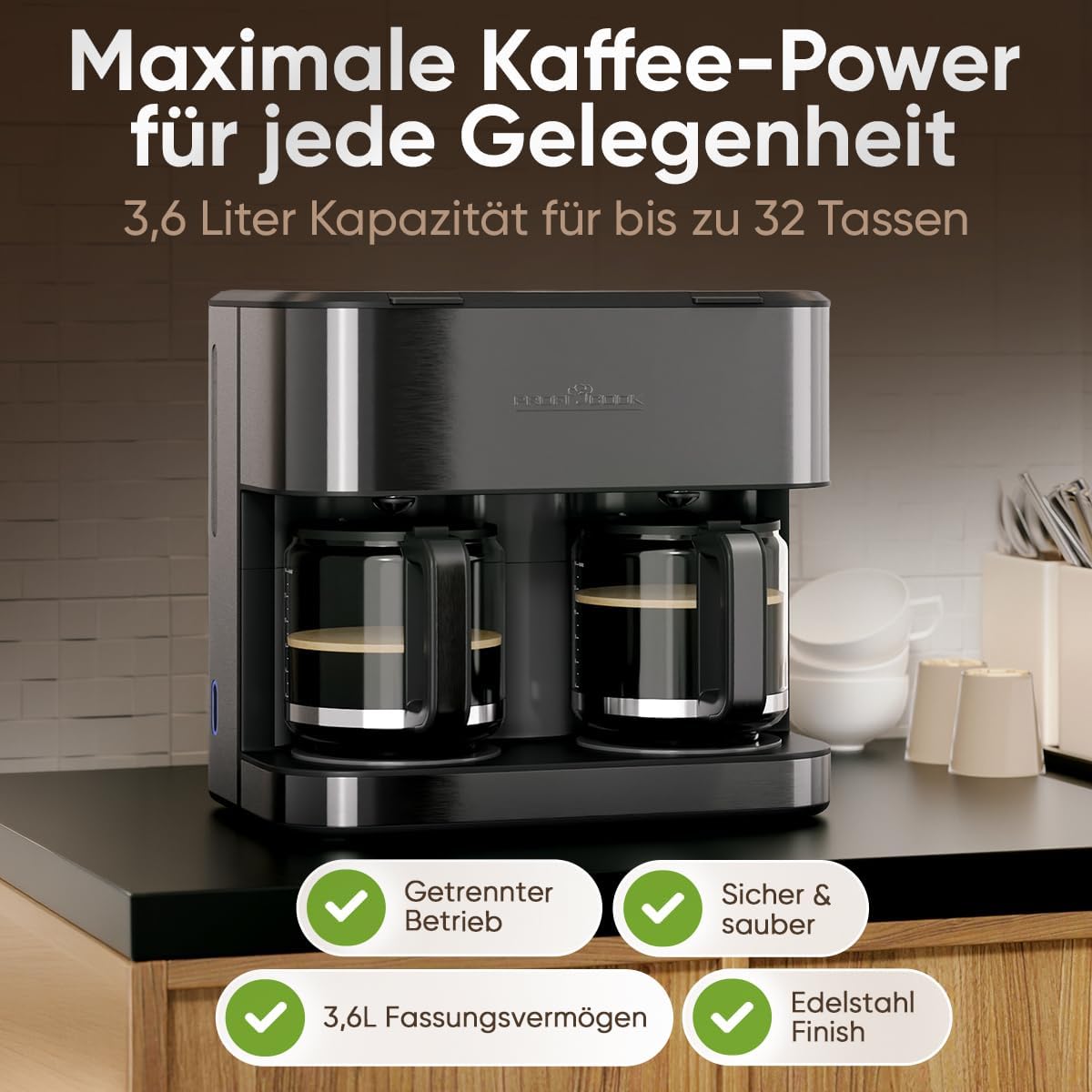 PC-KAD 1308 Doppel Kaffeemaschine mit 2 Brühsystemen