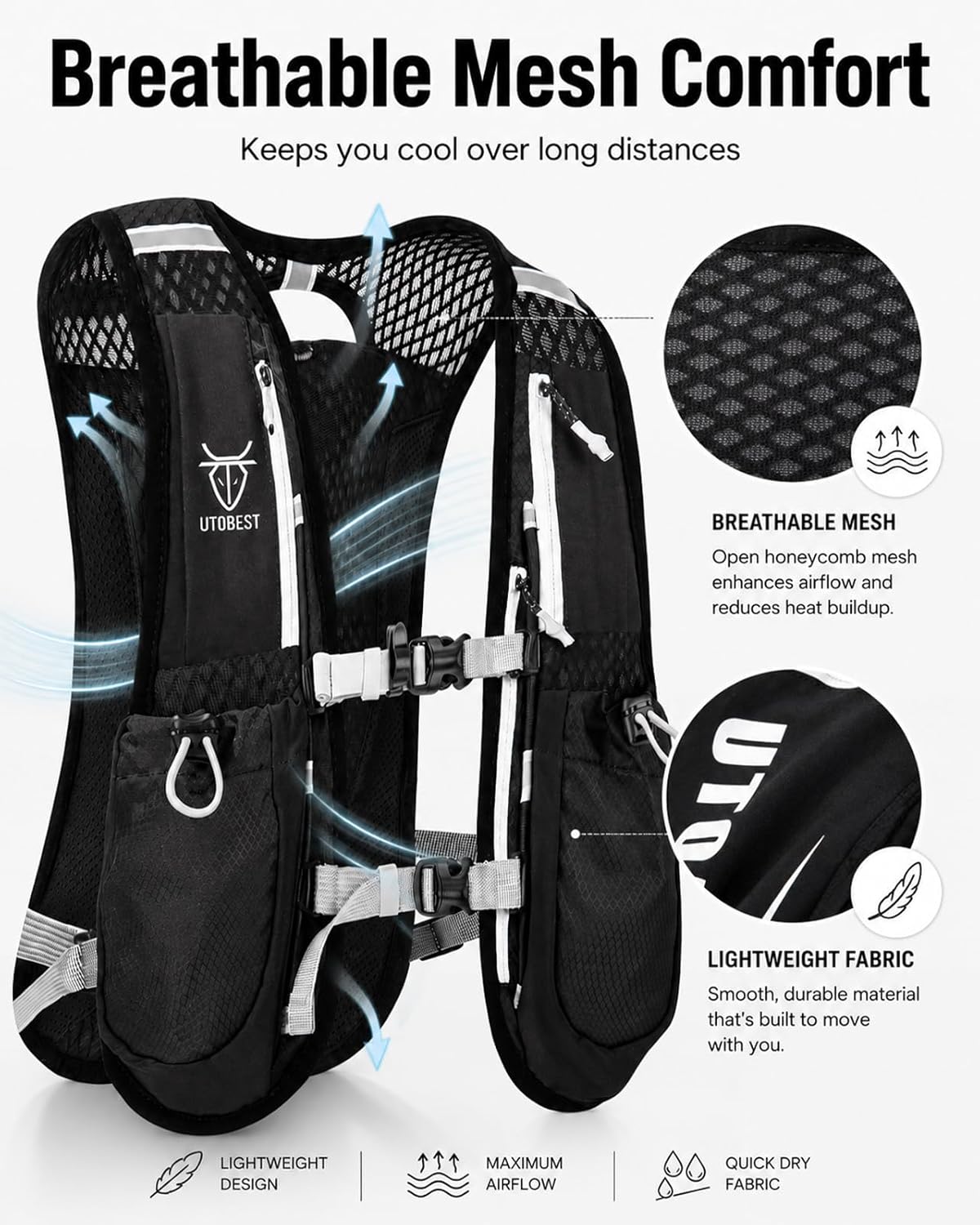 Trinkrucksack Laufrucksack 5L für Sport und Marathon, Grau