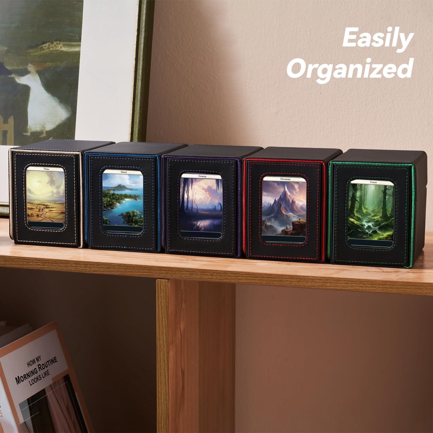 Commander Deckbox für MTG mit Karten- und Würfelschale, 1. Classic (Dunkelgrau/Orange)