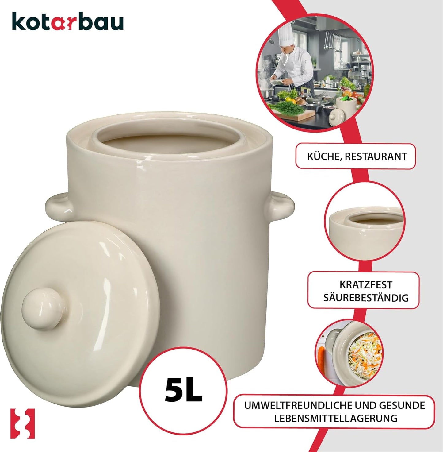 Sauerkrauttopf, 5 L Weiss
