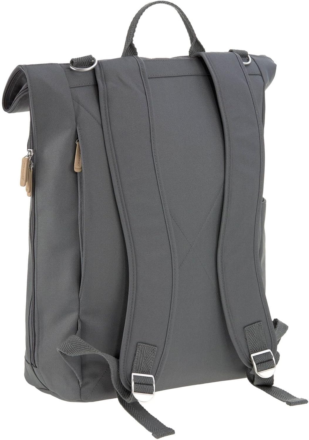 Rolltop Wickelrucksack mit Kinderwagenbefestigung, Dunkelgrau