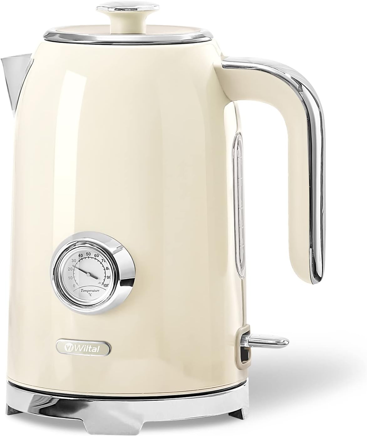 Retro Wasserkocher mit Temperaturanzeige, Vintage Creme