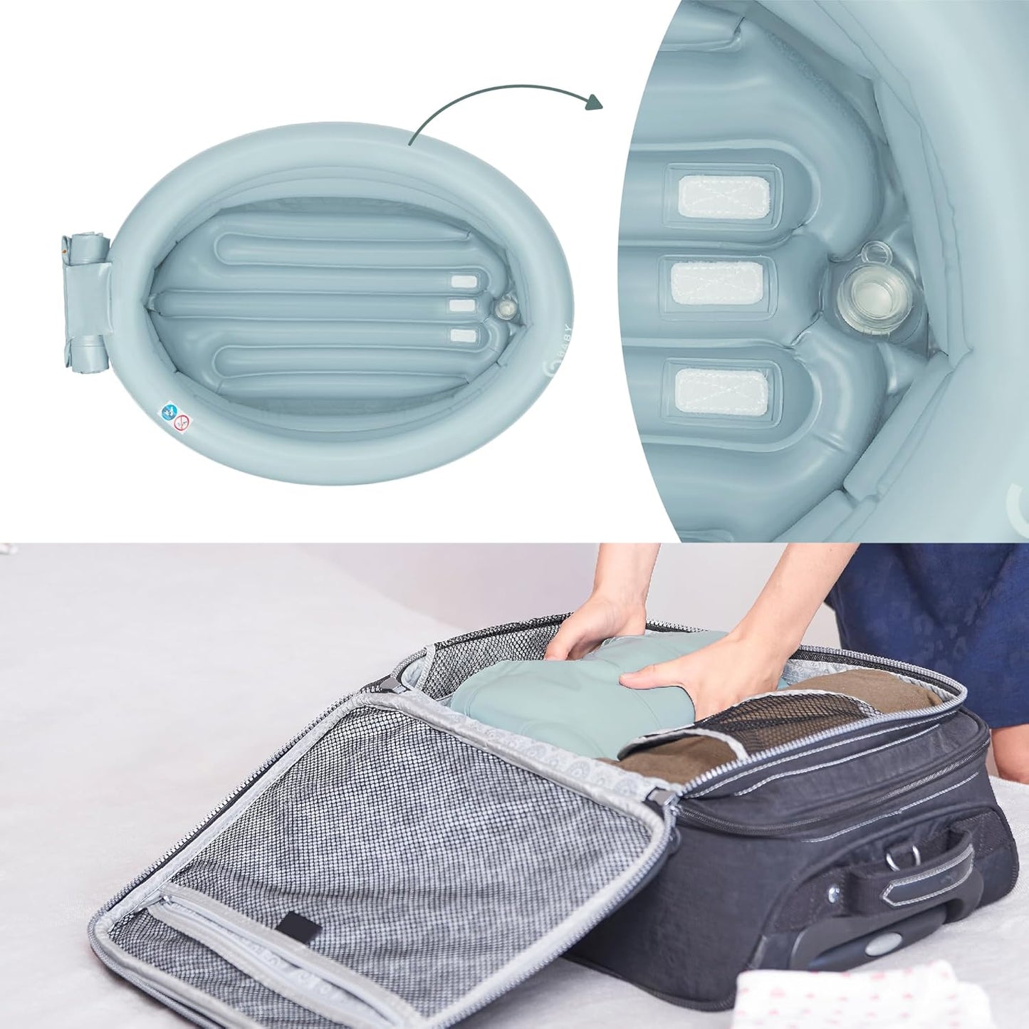 Aufblasbare Babybadewanne mit Neugeboreneneinsatz, Aqua Dots